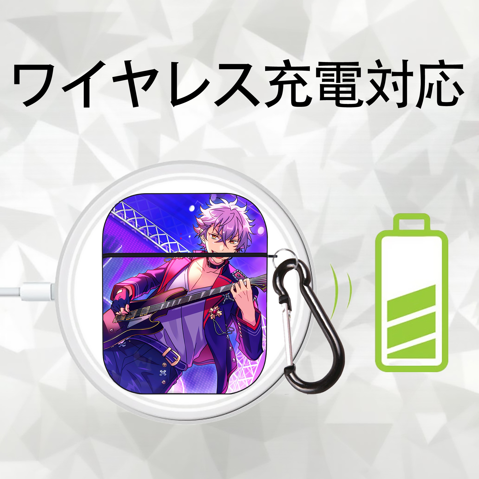 あんさんぶるスターズ! Ensemble Stars AirPods 第2世代保護ケース ハードシェル ブラック 耐衝撃・防指紋・カラビナ付き