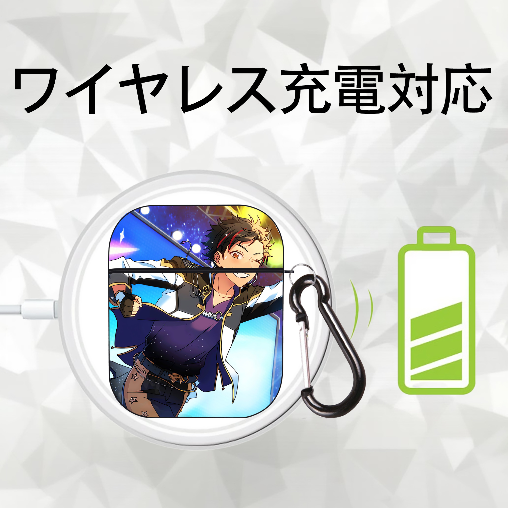 あんさんぶるスターズ! Ensemble Stars AirPods 第2世代保護ケース ハードシェル ブラック 耐衝撃・防指紋・カラビナ付き