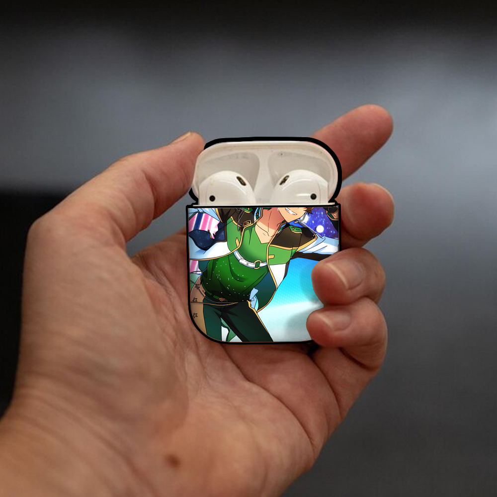 あんさんぶるスターズ! Ensemble Stars AirPods 第2世代保護ケース ハードシェル ブラック 耐衝撃・防指紋・カラビナ付き