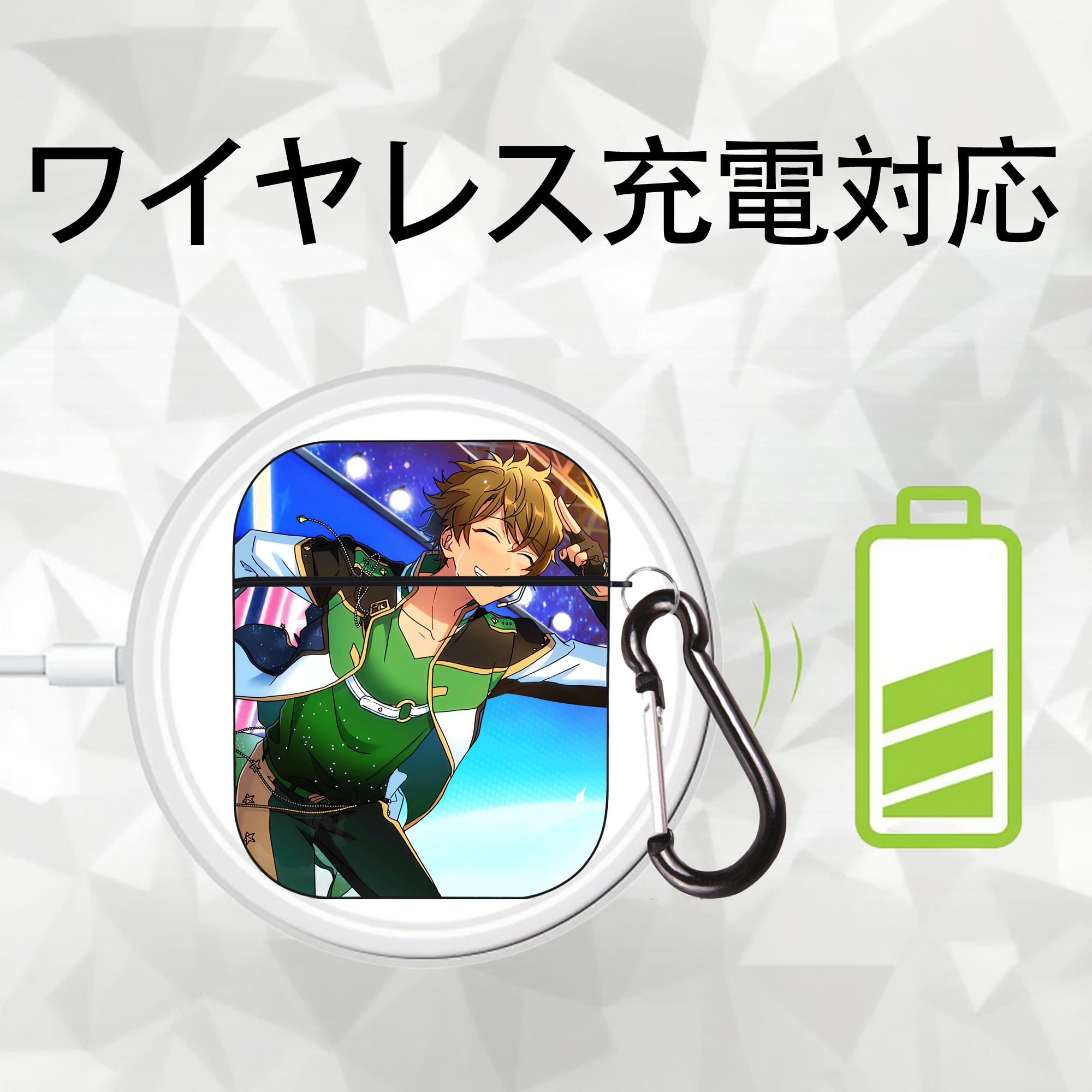 あんさんぶるスターズ! Ensemble Stars AirPods 第2世代保護ケース ハードシェル ブラック 耐衝撃・防指紋・カラビナ付き
