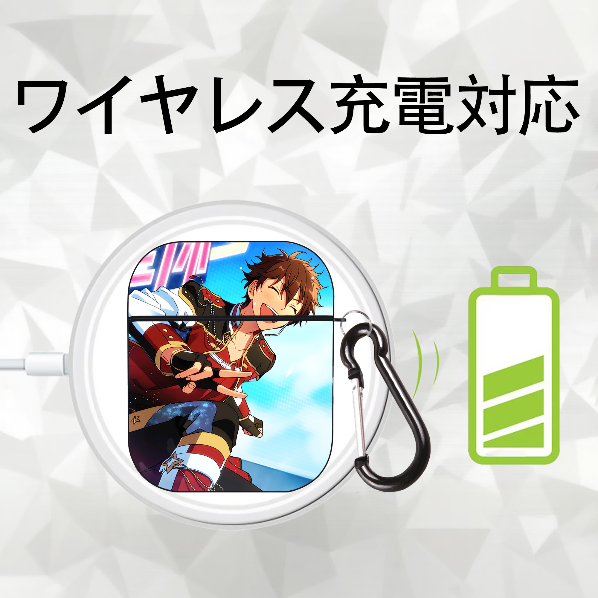 あんさんぶるスターズ! Ensemble Stars AirPods 第2世代保護ケース ハードシェル ブラック 耐衝撃・防指紋・カラビナ付き