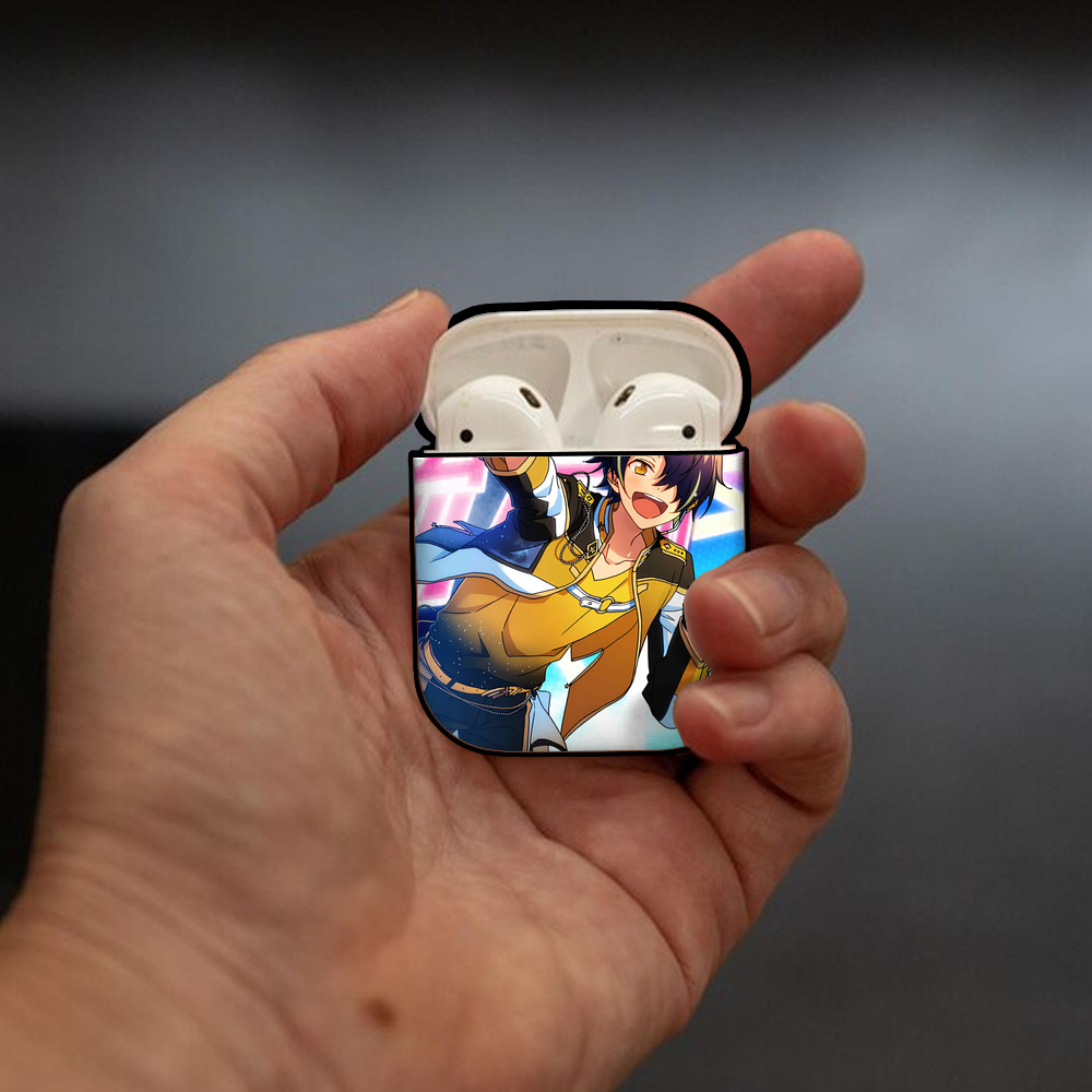 あんさんぶるスターズ! Ensemble Stars AirPods 第2世代保護ケース ハードシェル ブラック 耐衝撃・防指紋・カラビナ付き