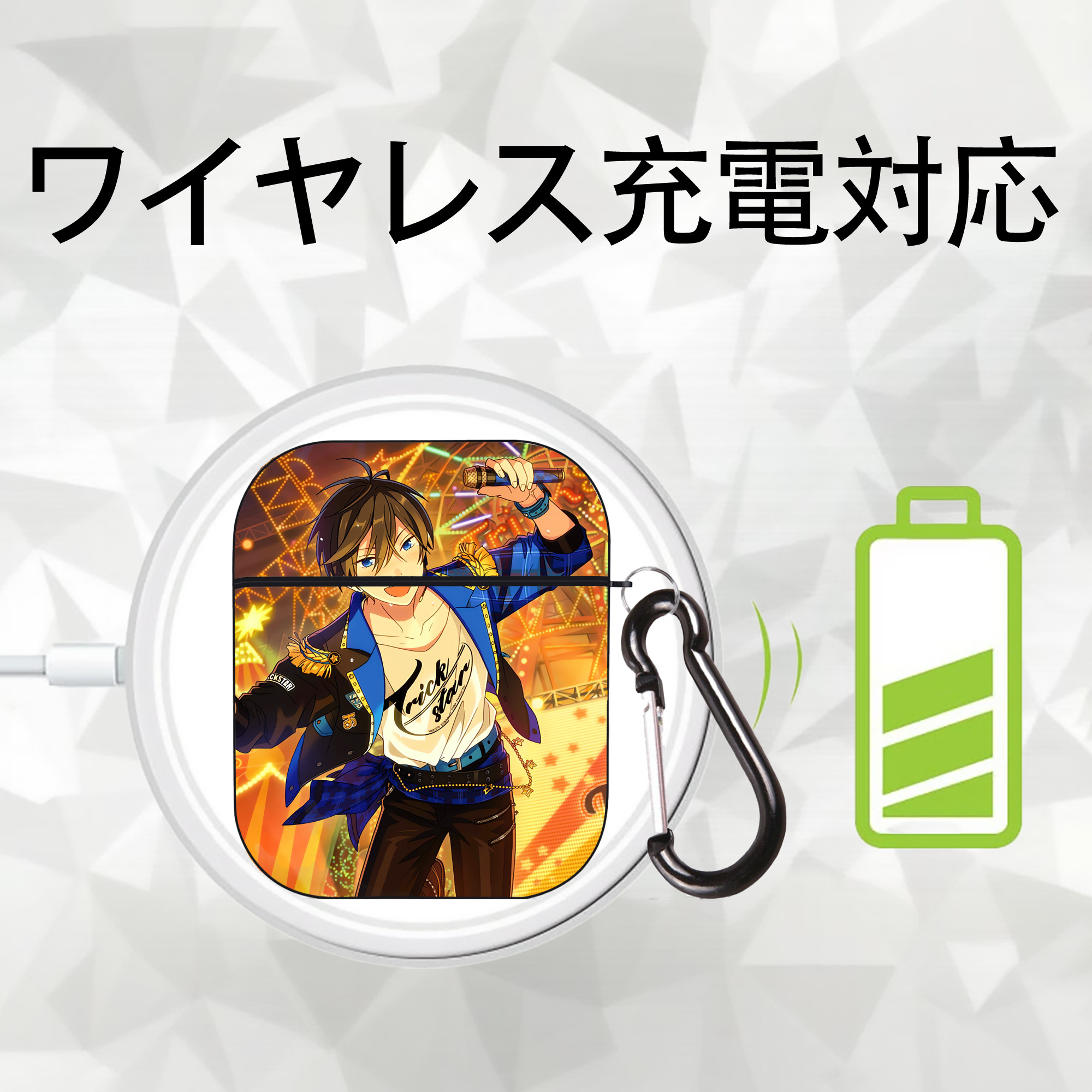 あんさんぶるスターズ! Ensemble Stars AirPods 第2世代保護ケース ハードシェル ブラック 耐衝撃・防指紋・カラビナ付き