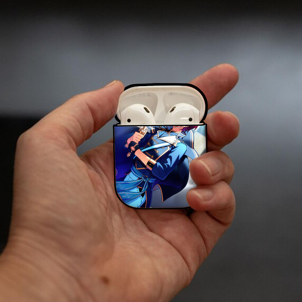 あんさんぶるスターズ! Ensemble Stars AirPods 第2世代保護ケース ハードシェル ブラック 耐衝撃・防指紋・カラビナ付き