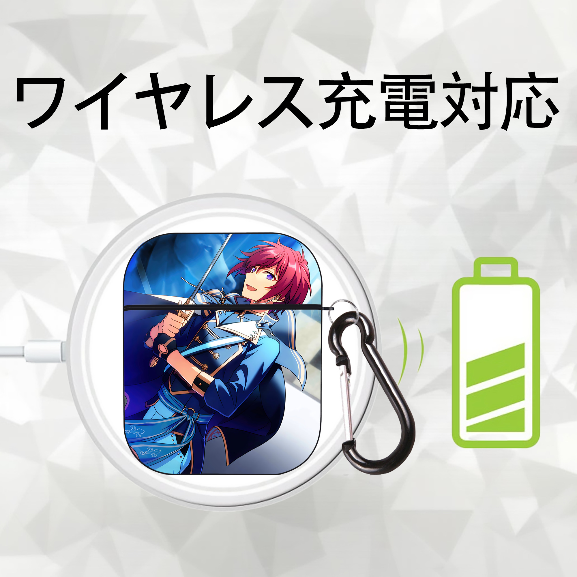 あんさんぶるスターズ! Ensemble Stars AirPods 第2世代保護ケース ハードシェル ブラック 耐衝撃・防指紋・カラビナ付き