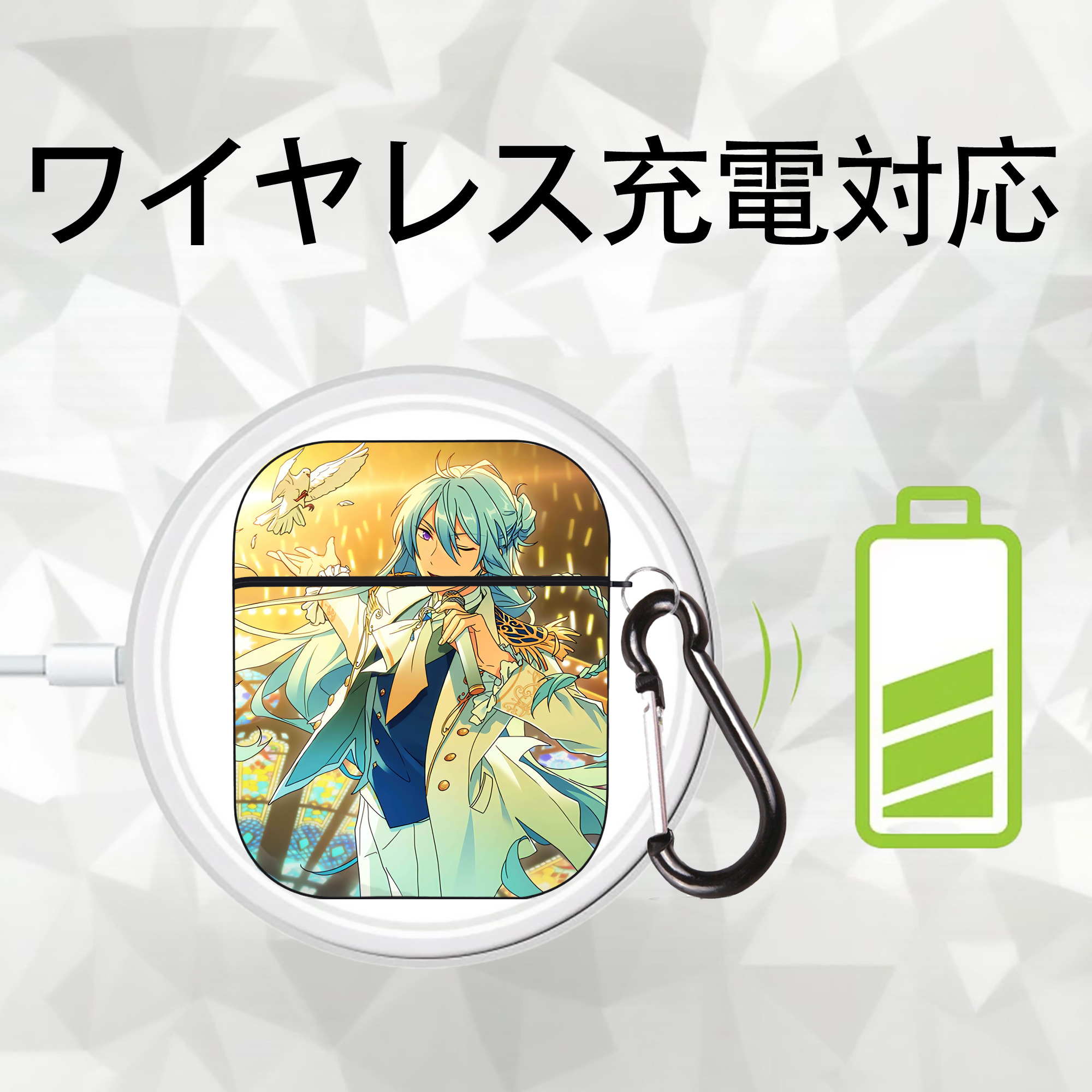 あんさんぶるスターズ! Ensemble Stars AirPods 第2世代保護ケース ハードシェル ブラック 耐衝撃・防指紋・カラビナ付き