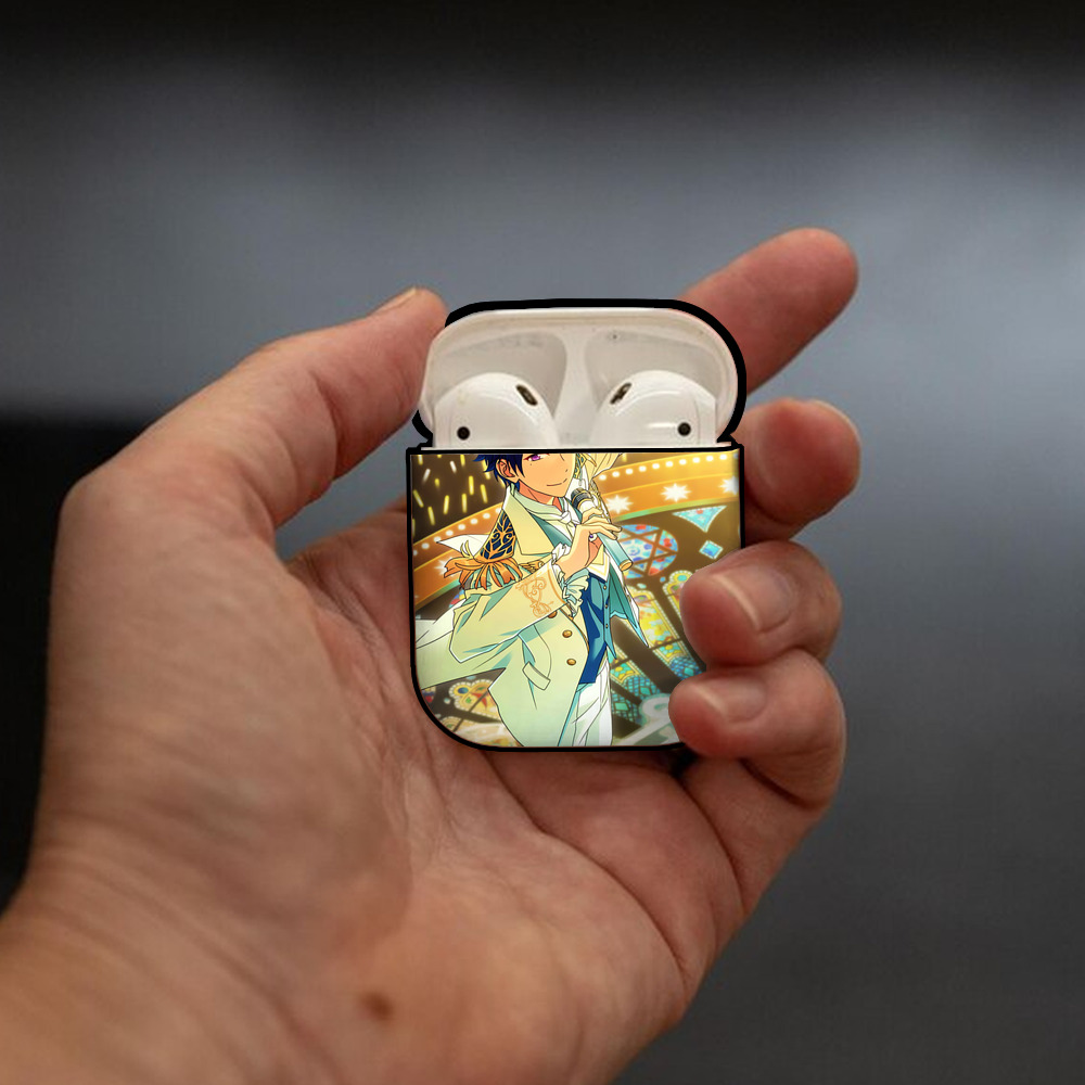 あんさんぶるスターズ! Ensemble Stars AirPods 第2世代保護ケース ハードシェル ブラック 耐衝撃・防指紋・カラビナ付き