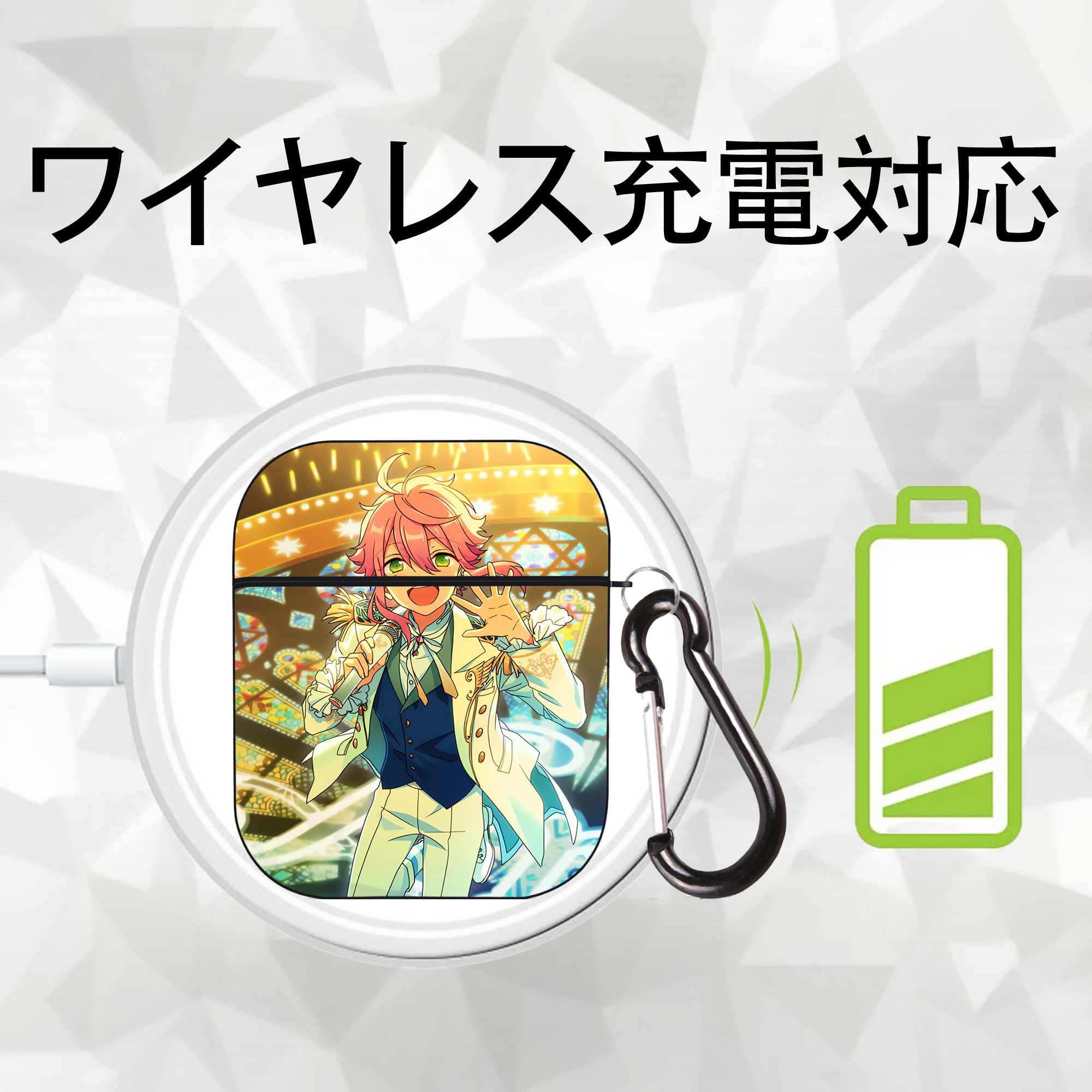 あんさんぶるスターズ! Ensemble Stars AirPods 第2世代保護ケース ハードシェル ブラック 耐衝撃・防指紋・カラビナ付き