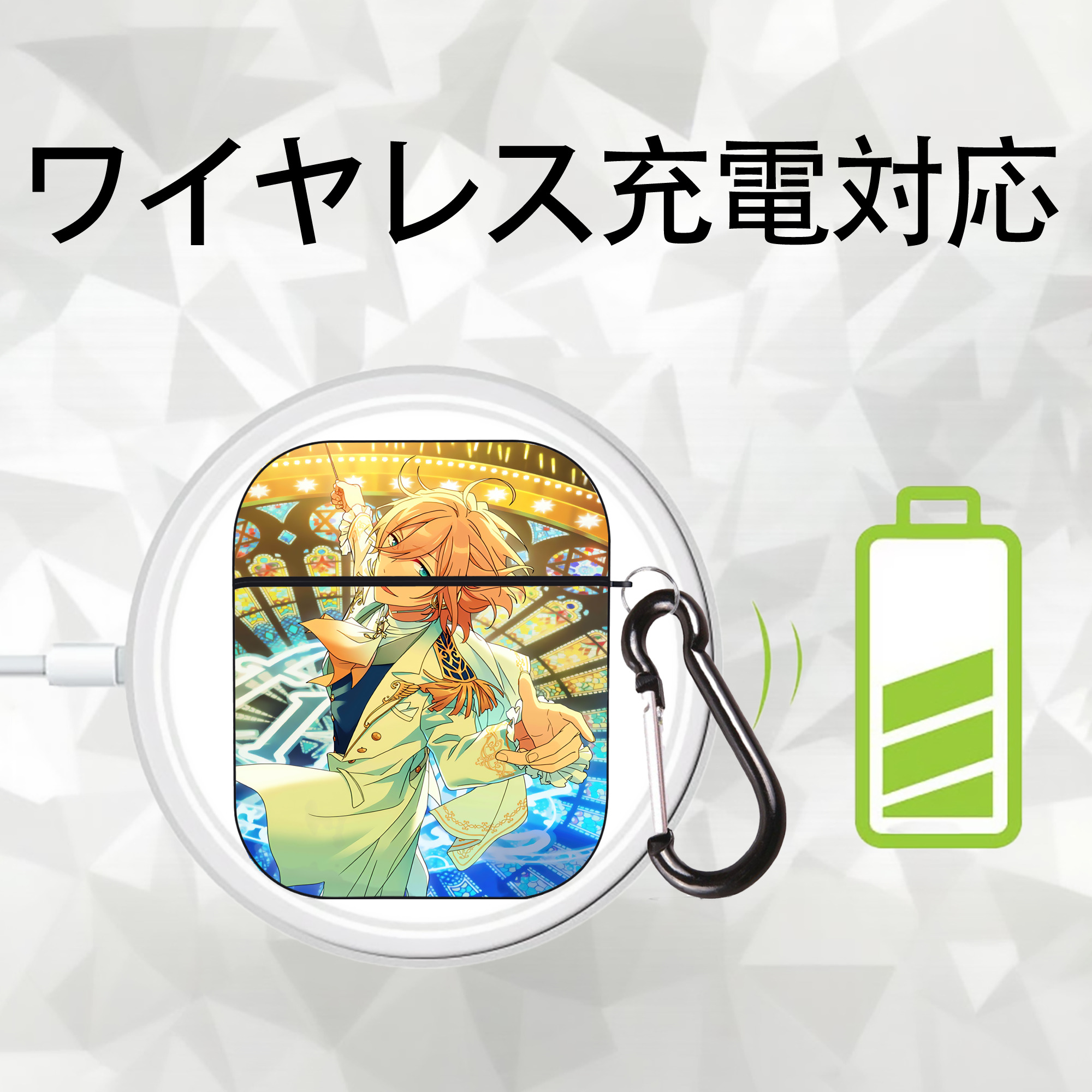 あんさんぶるスターズ! Ensemble Stars AirPods 第2世代保護ケース ハードシェル ブラック 耐衝撃・防指紋・カラビナ付き