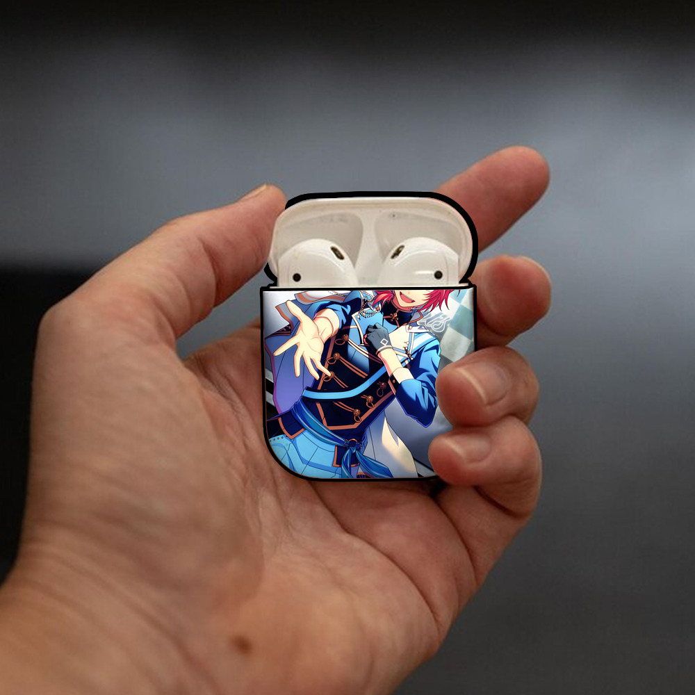 あんさんぶるスターズ! Ensemble Stars AirPods 第2世代保護ケース ハードシェル ブラック 耐衝撃・防指紋・カラビナ付き