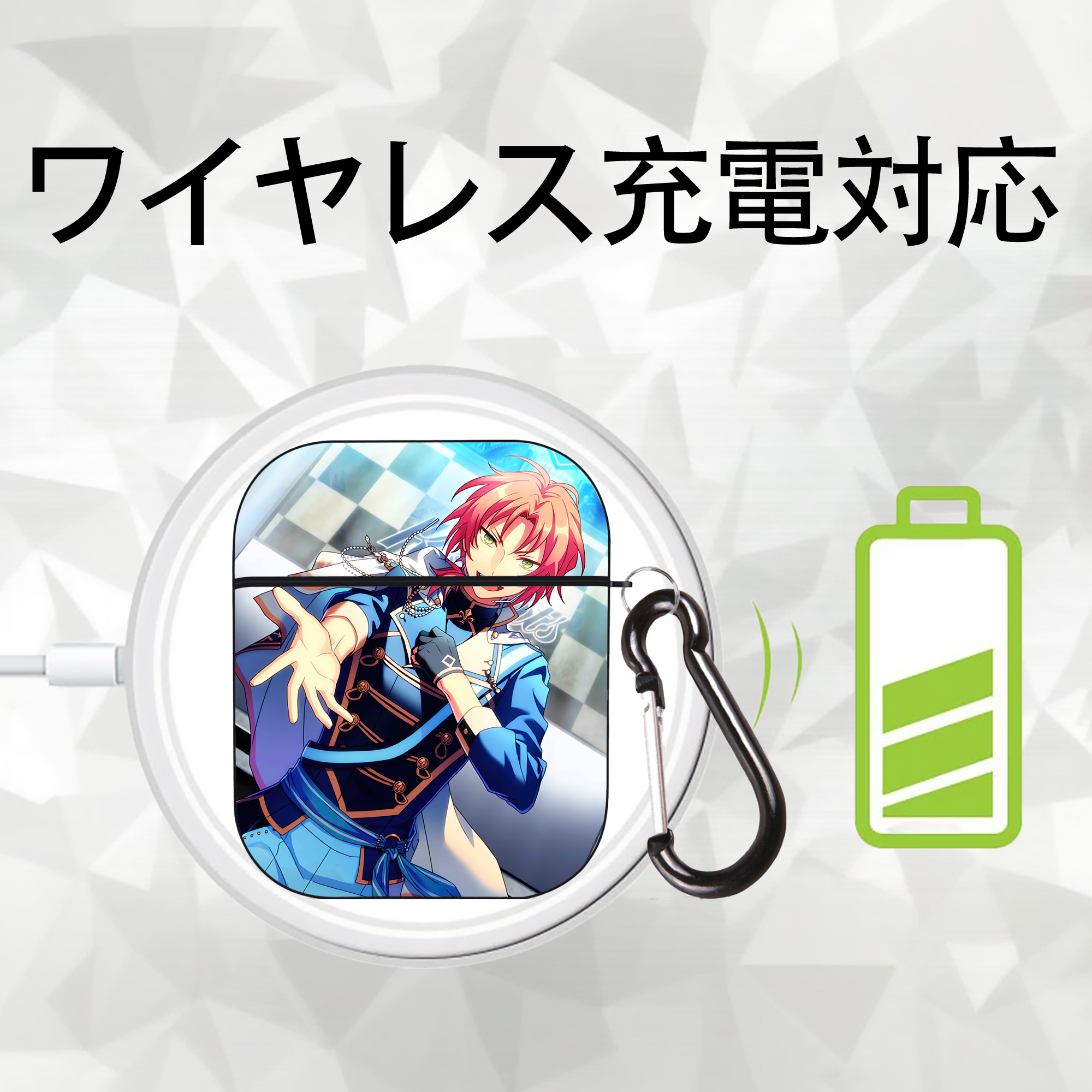 あんさんぶるスターズ! Ensemble Stars AirPods 第2世代保護ケース ハードシェル ブラック 耐衝撃・防指紋・カラビナ付き