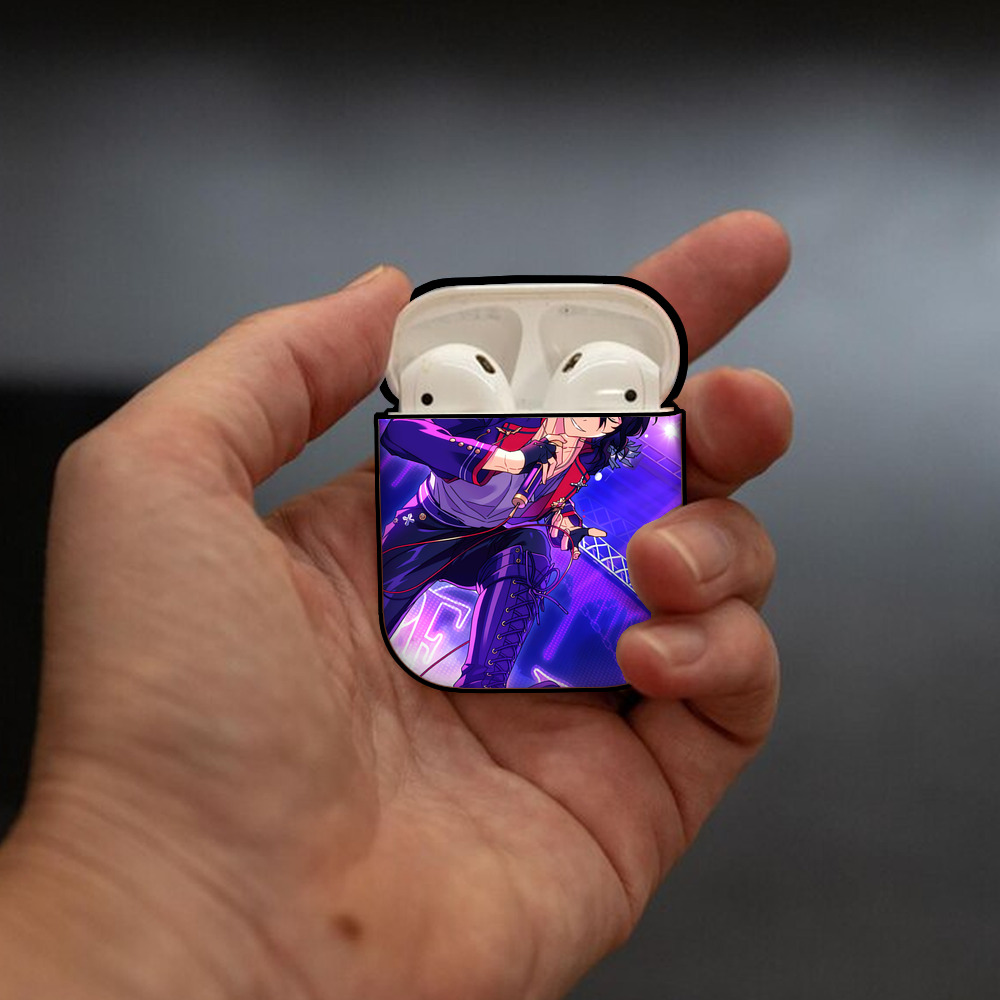 あんさんぶるスターズ! Ensemble Stars AirPods 第2世代保護ケース ハードシェル ブラック 耐衝撃・防指紋・カラビナ付き