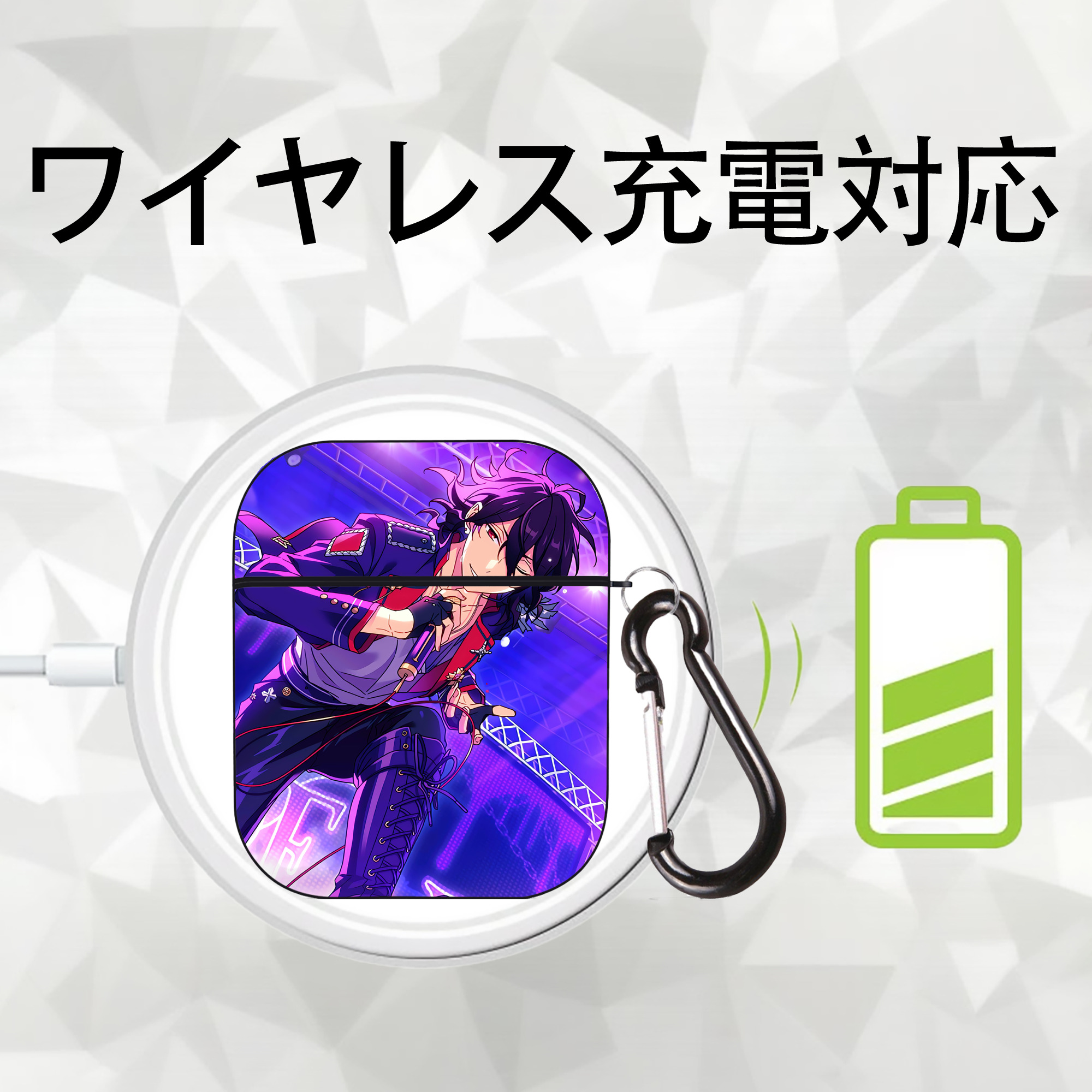 あんさんぶるスターズ! Ensemble Stars AirPods 第2世代保護ケース ハードシェル ブラック 耐衝撃・防指紋・カラビナ付き