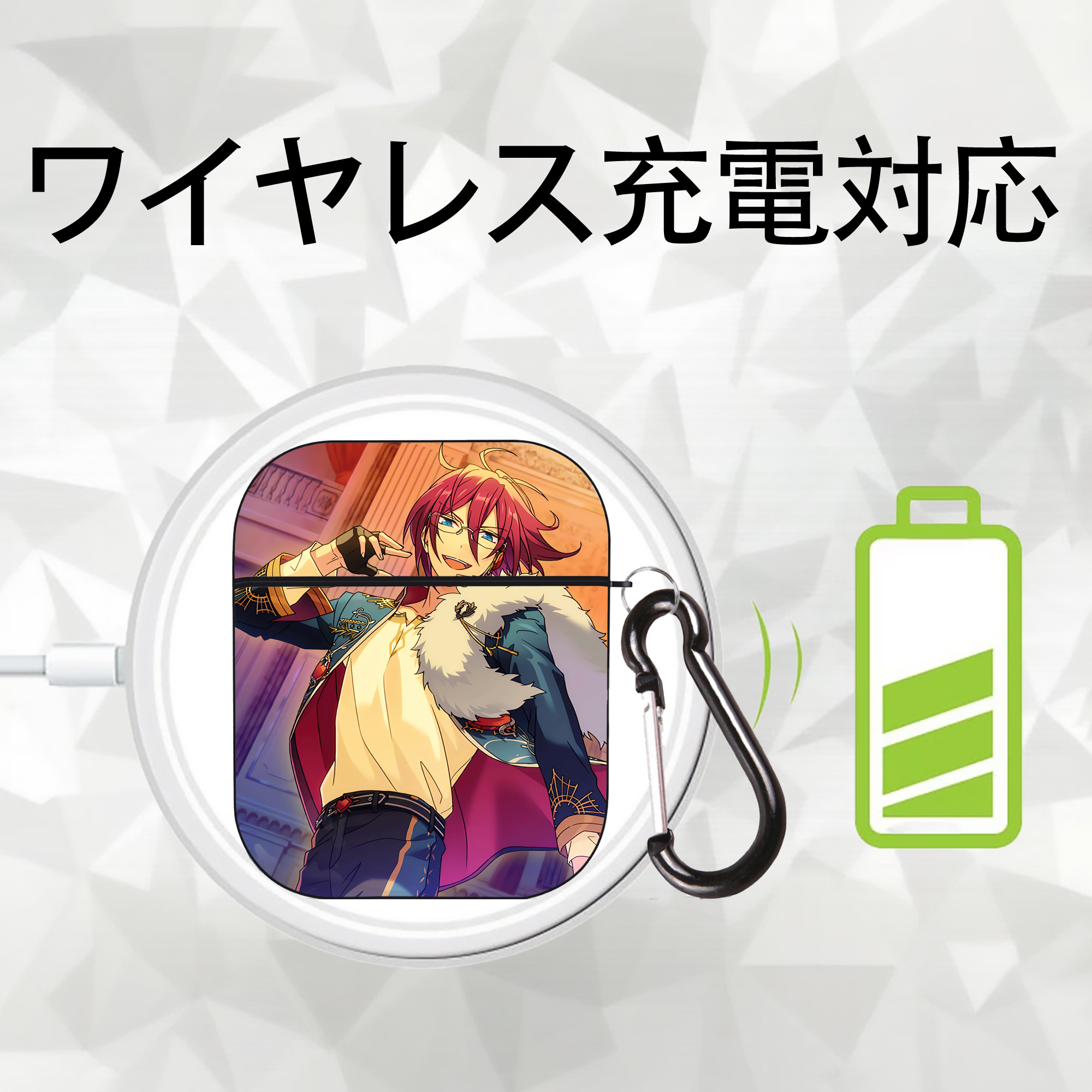 あんさんぶるスターズ! Ensemble Stars AirPods 第2世代保護ケース ハードシェル ブラック 耐衝撃・防指紋・カラビナ付き