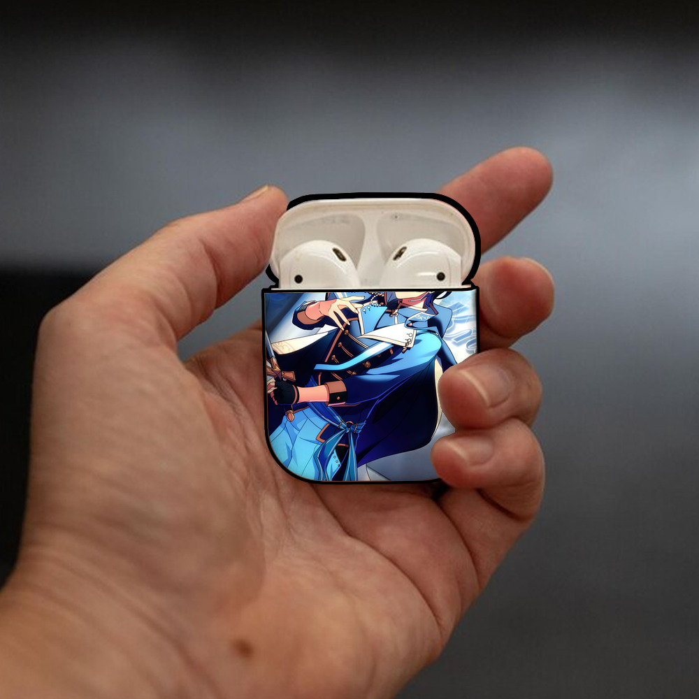 あんさんぶるスターズ! Ensemble Stars AirPods 第2世代保護ケース ハードシェル ブラック 耐衝撃・防指紋・カラビナ付き