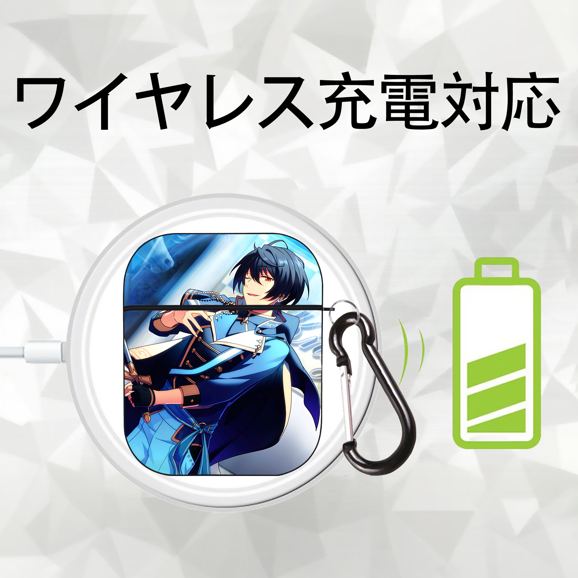 あんさんぶるスターズ! Ensemble Stars AirPods 第2世代保護ケース ハードシェル ブラック 耐衝撃・防指紋・カラビナ付き