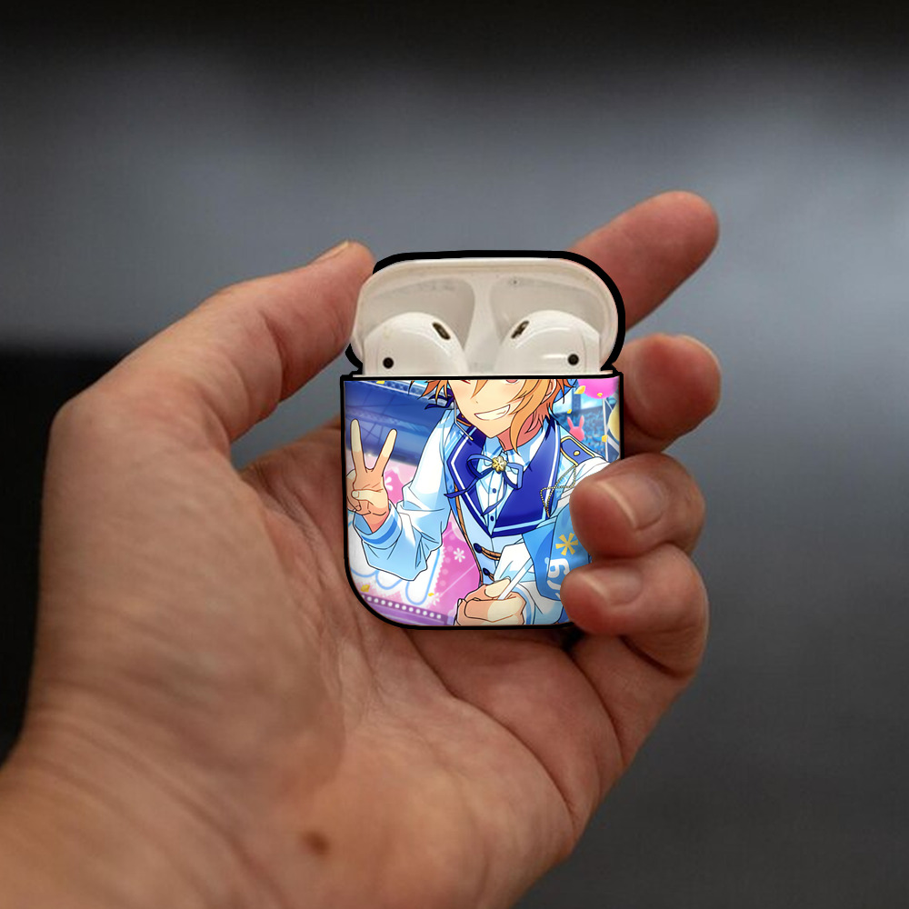 あんさんぶるスターズ! Ensemble Stars AirPods 第2世代保護ケース ハードシェル ブラック 耐衝撃・防指紋・カラビナ付き