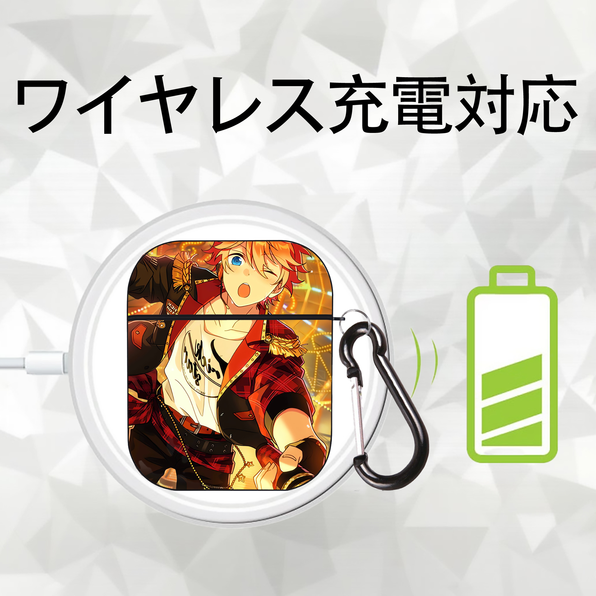 あんさんぶるスターズ! Ensemble Stars AirPods 第2世代保護ケース ハードシェル ブラック 耐衝撃・防指紋・カラビナ付き