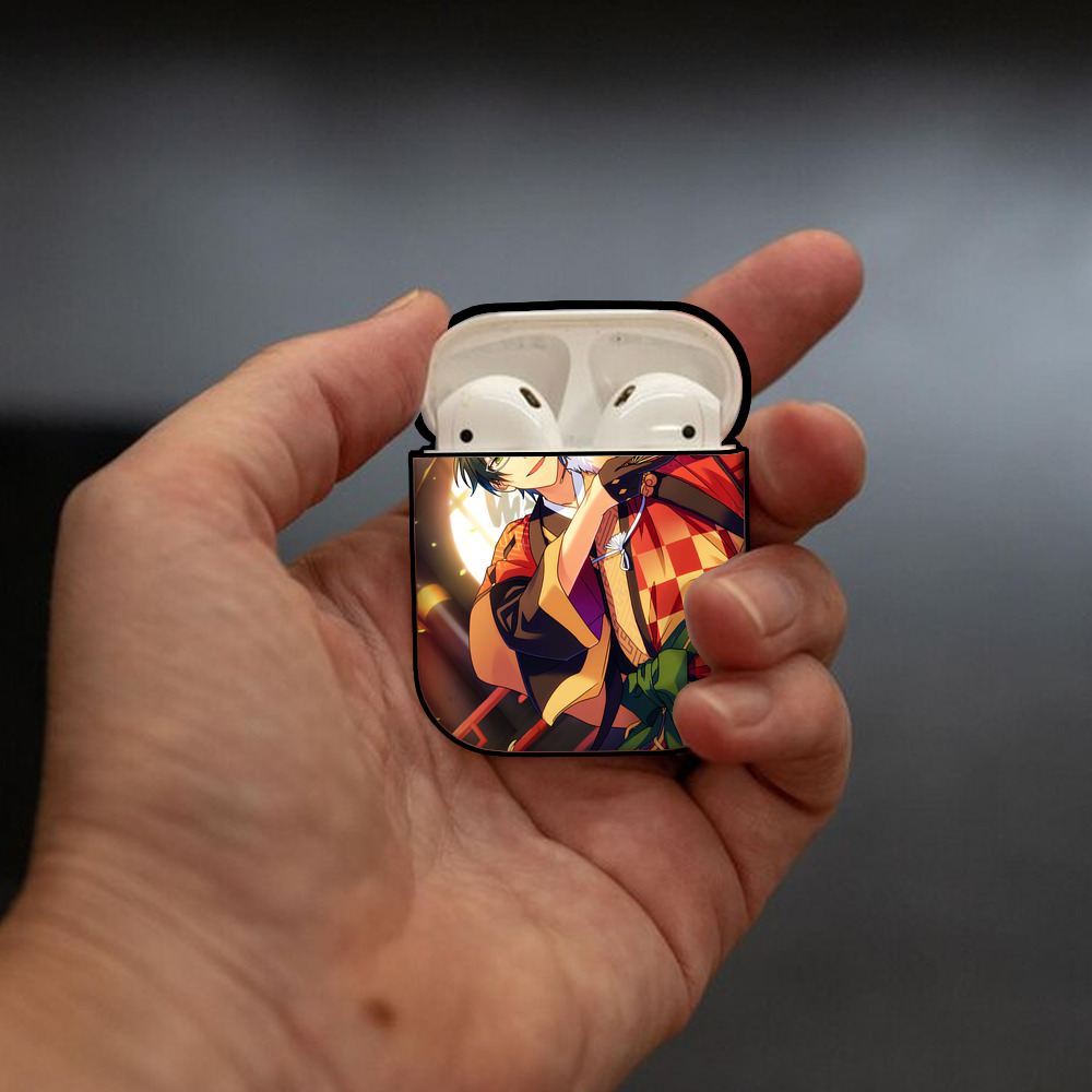 あんさんぶるスターズ! Ensemble Stars AirPods 第2世代保護ケース ハードシェル ブラック 耐衝撃・防指紋・カラビナ付き