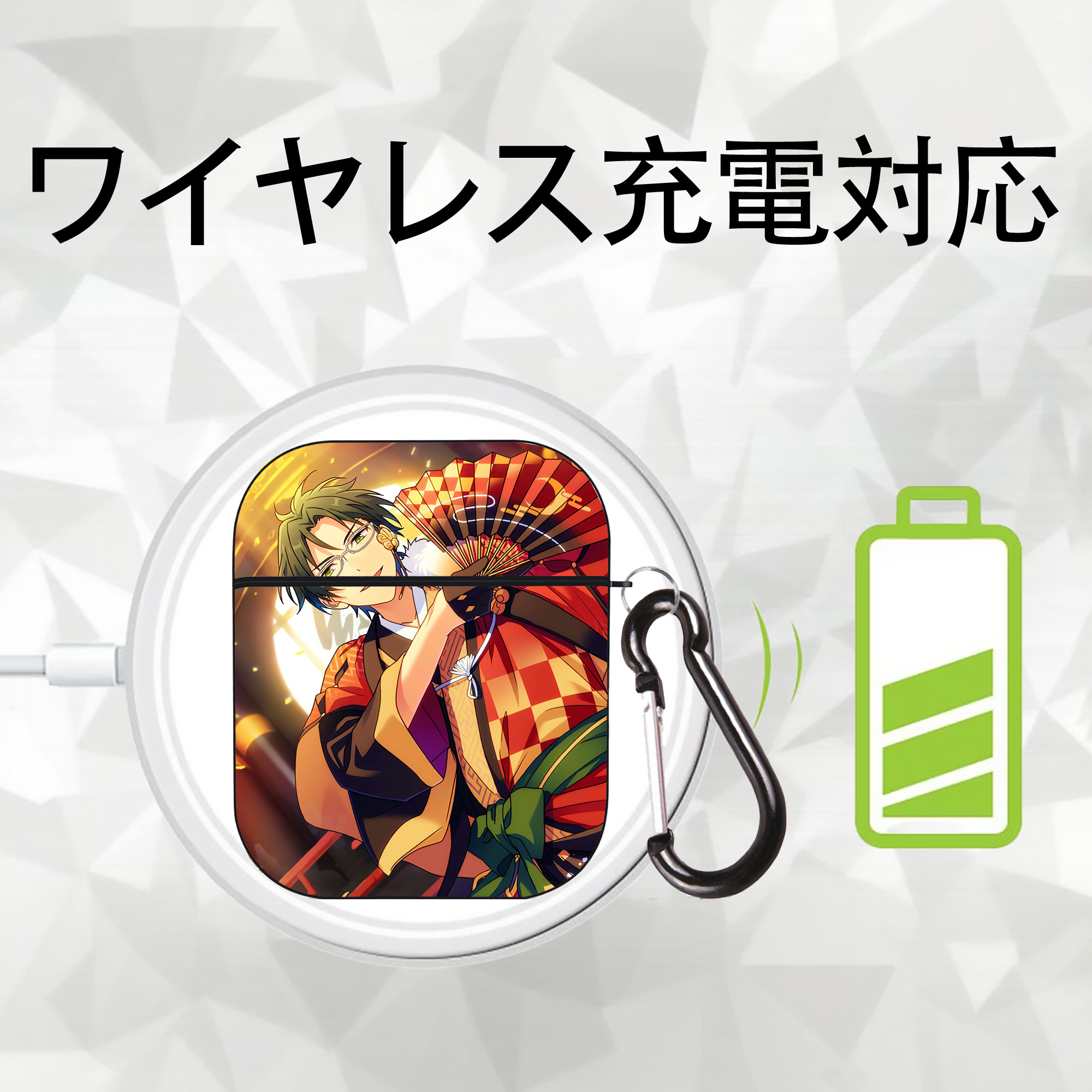 あんさんぶるスターズ! Ensemble Stars AirPods 第2世代保護ケース ハードシェル ブラック 耐衝撃・防指紋・カラビナ付き