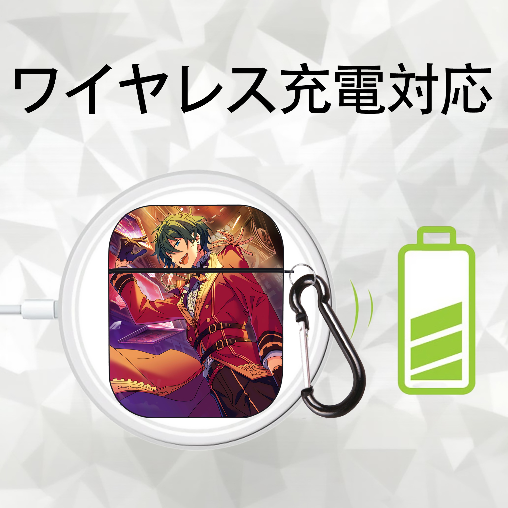 あんさんぶるスターズ! Ensemble Stars AirPods 第2世代保護ケース ハードシェル ブラック 耐衝撃・防指紋・カラビナ付き