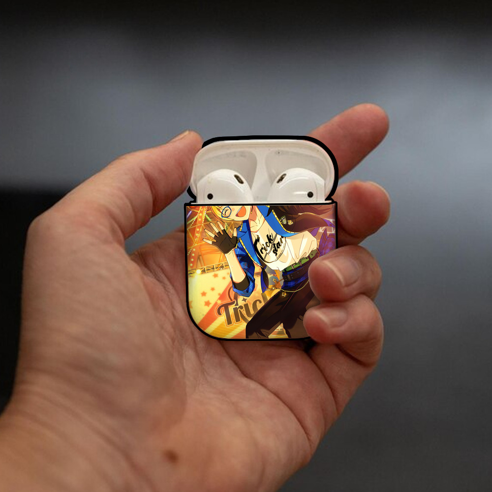 あんさんぶるスターズ! Ensemble Stars AirPods 第2世代保護ケース ハードシェル ブラック 耐衝撃・防指紋・カラビナ付き