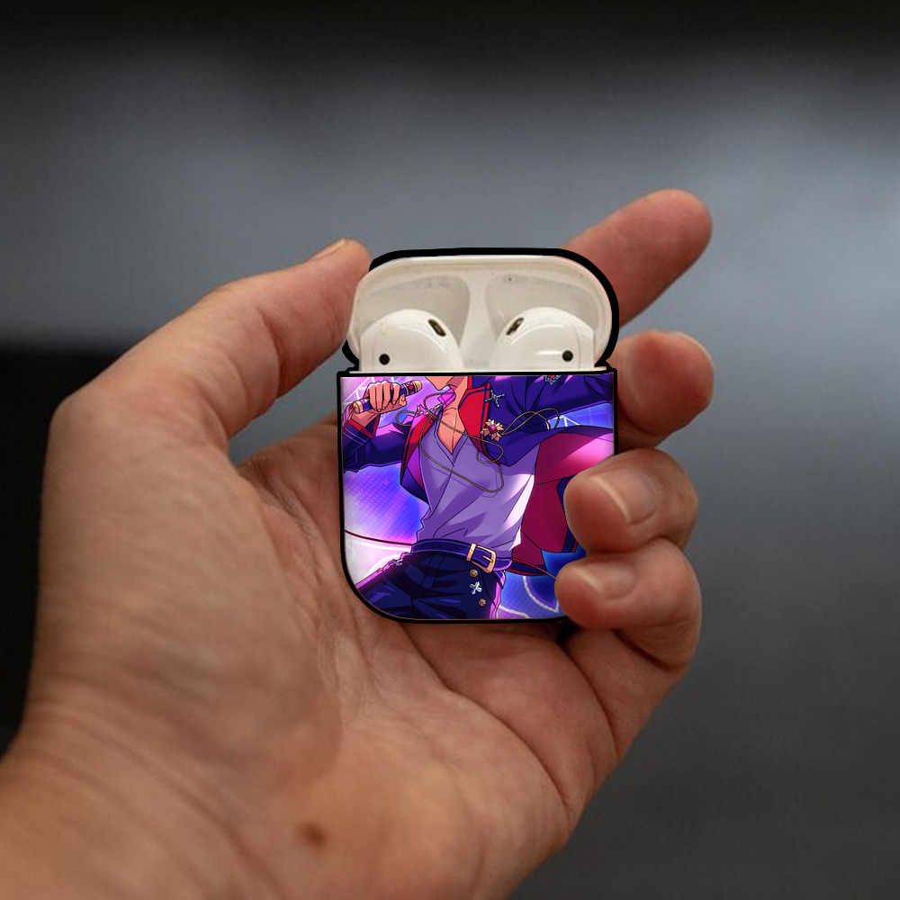 あんさんぶるスターズ! Ensemble Stars AirPods 第2世代保護ケース ハードシェル ブラック 耐衝撃・防指紋・カラビナ付き