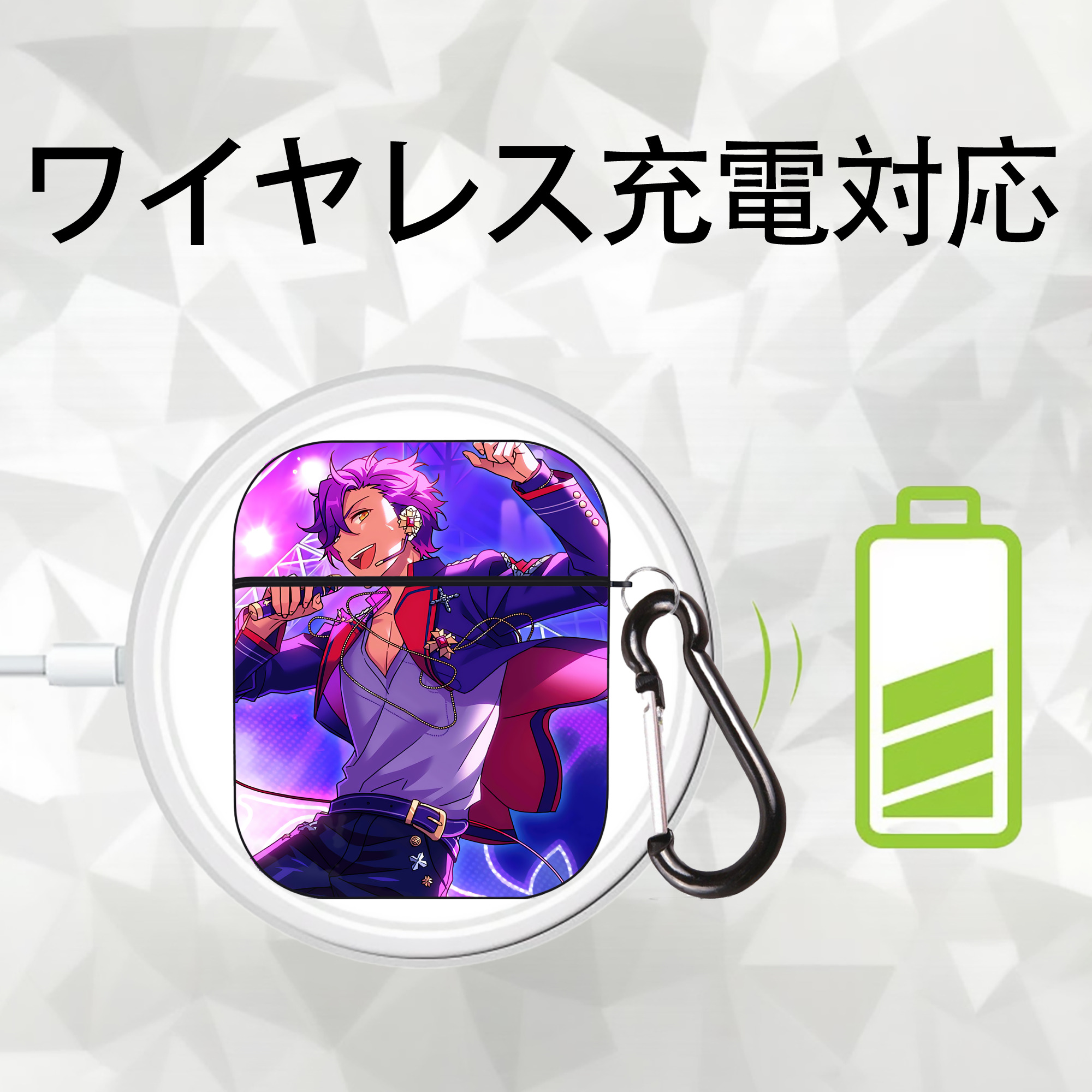 あんさんぶるスターズ! Ensemble Stars AirPods 第2世代保護ケース ハードシェル ブラック 耐衝撃・防指紋・カラビナ付き