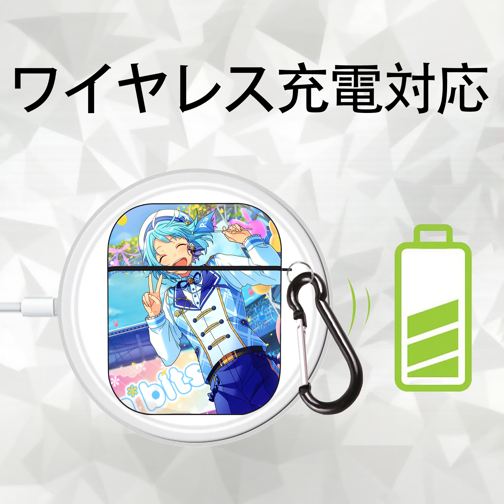 あんさんぶるスターズ! Ensemble Stars AirPods 第2世代保護ケース ハードシェル ブラック 耐衝撃・防指紋・カラビナ付き