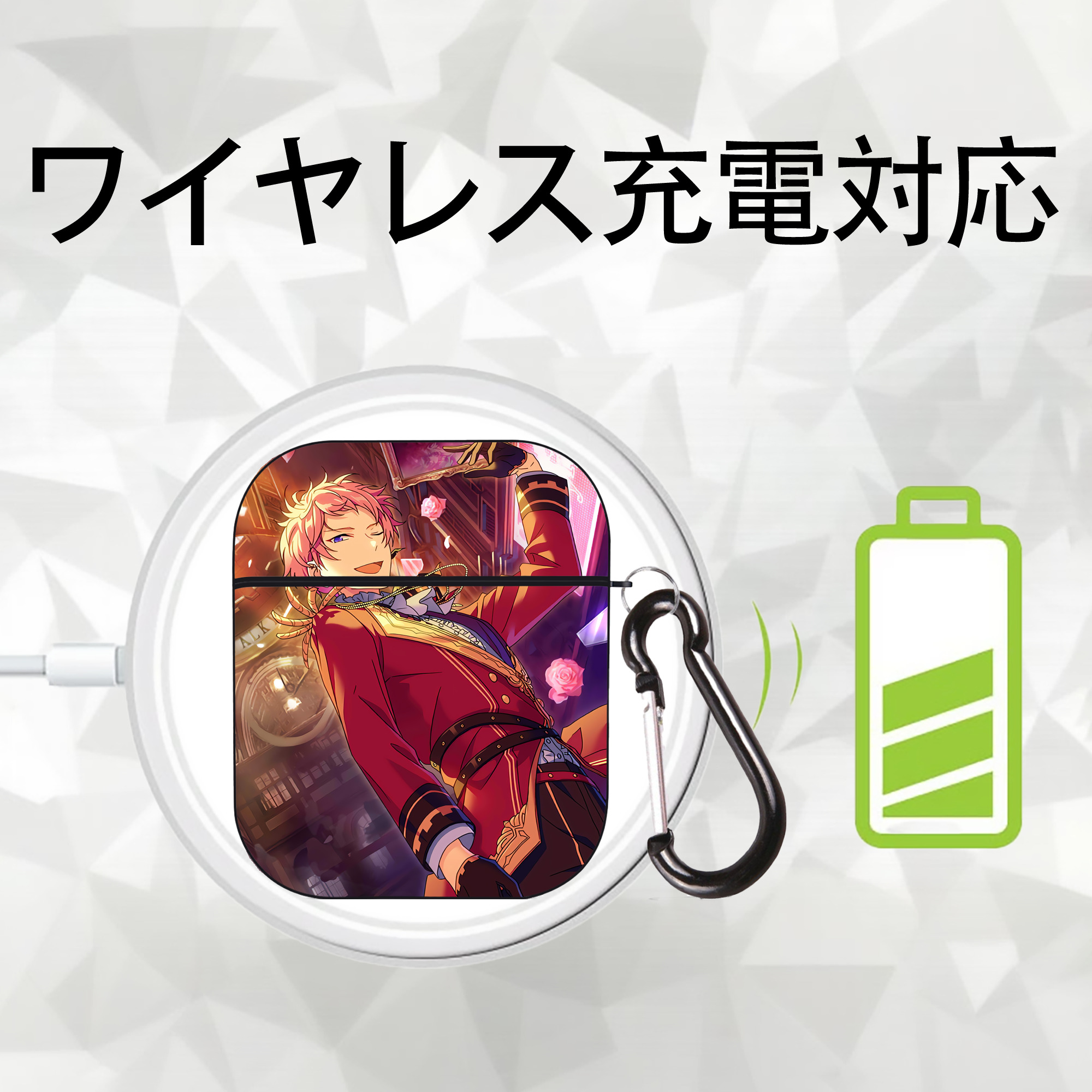 あんさんぶるスターズ! Ensemble Stars AirPods 第2世代保護ケース ハードシェル ブラック 耐衝撃・防指紋・カラビナ付き