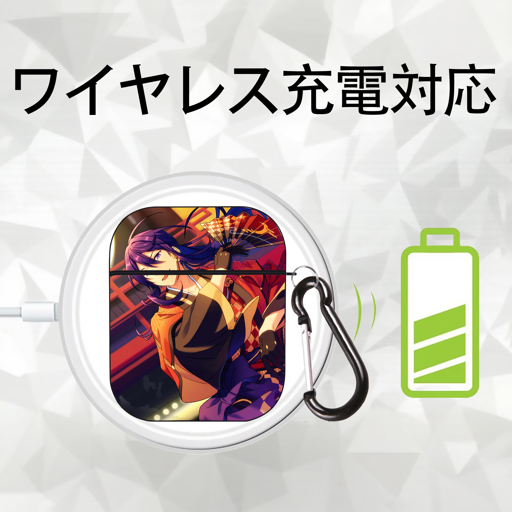 あんさんぶるスターズ! Ensemble Stars AirPods 第2世代保護ケース ハードシェル ブラック 耐衝撃・防指紋・カラビナ付き