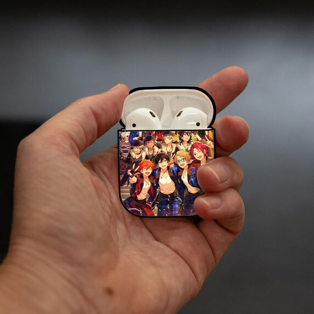 あんさんぶるスターズ! Ensemble Stars AirPods 第2世代保護ケース ハードシェル ブラック 耐衝撃・防指紋・カラビナ付き