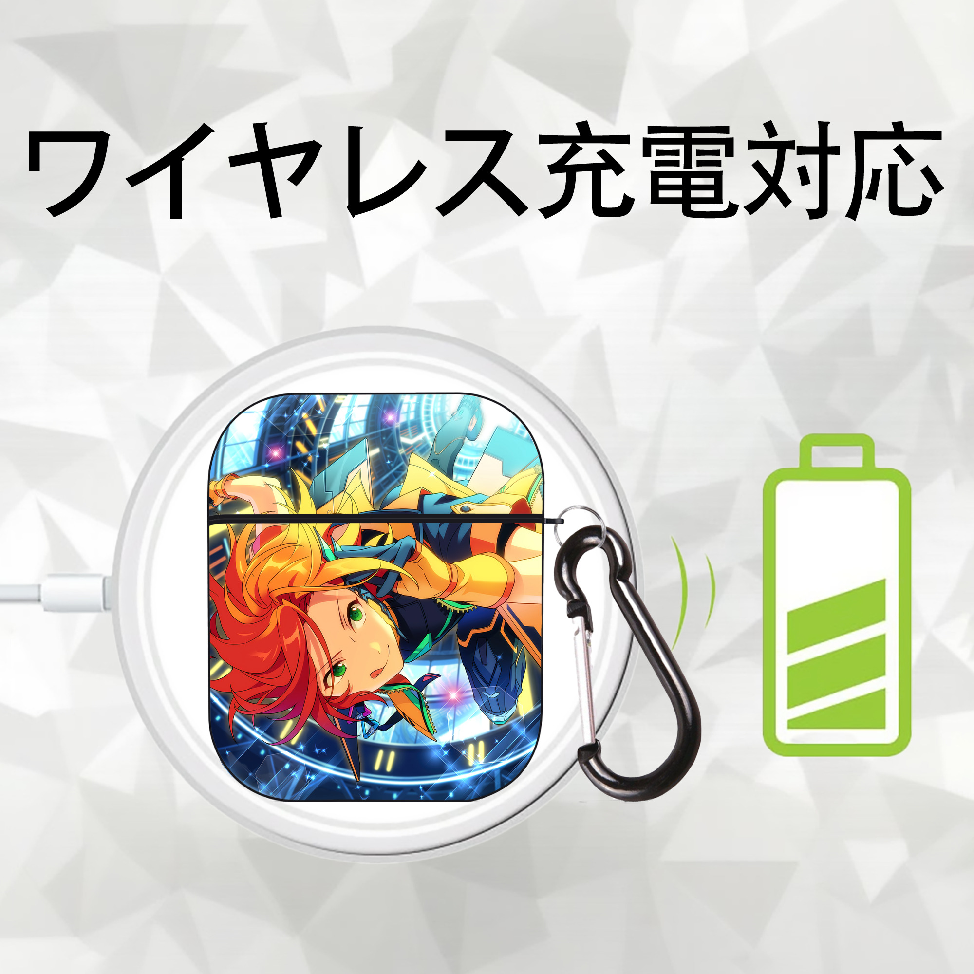あんさんぶるスターズ! Ensemble Stars AirPods 第2世代保護ケース ハードシェル ブラック 耐衝撃・防指紋・カラビナ付き