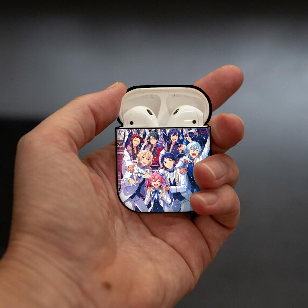 あんさんぶるスターズ! Ensemble Stars AirPods 第2世代保護ケース ハードシェル ブラック 耐衝撃・防指紋・カラビナ付き
