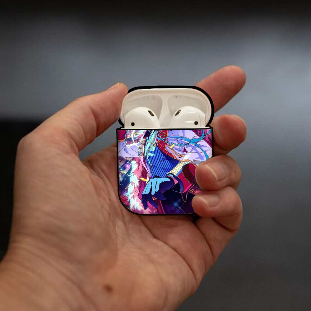 あんさんぶるスターズ! Ensemble Stars AirPods 第2世代保護ケース ハードシェル ブラック 耐衝撃・防指紋・カラビナ付き