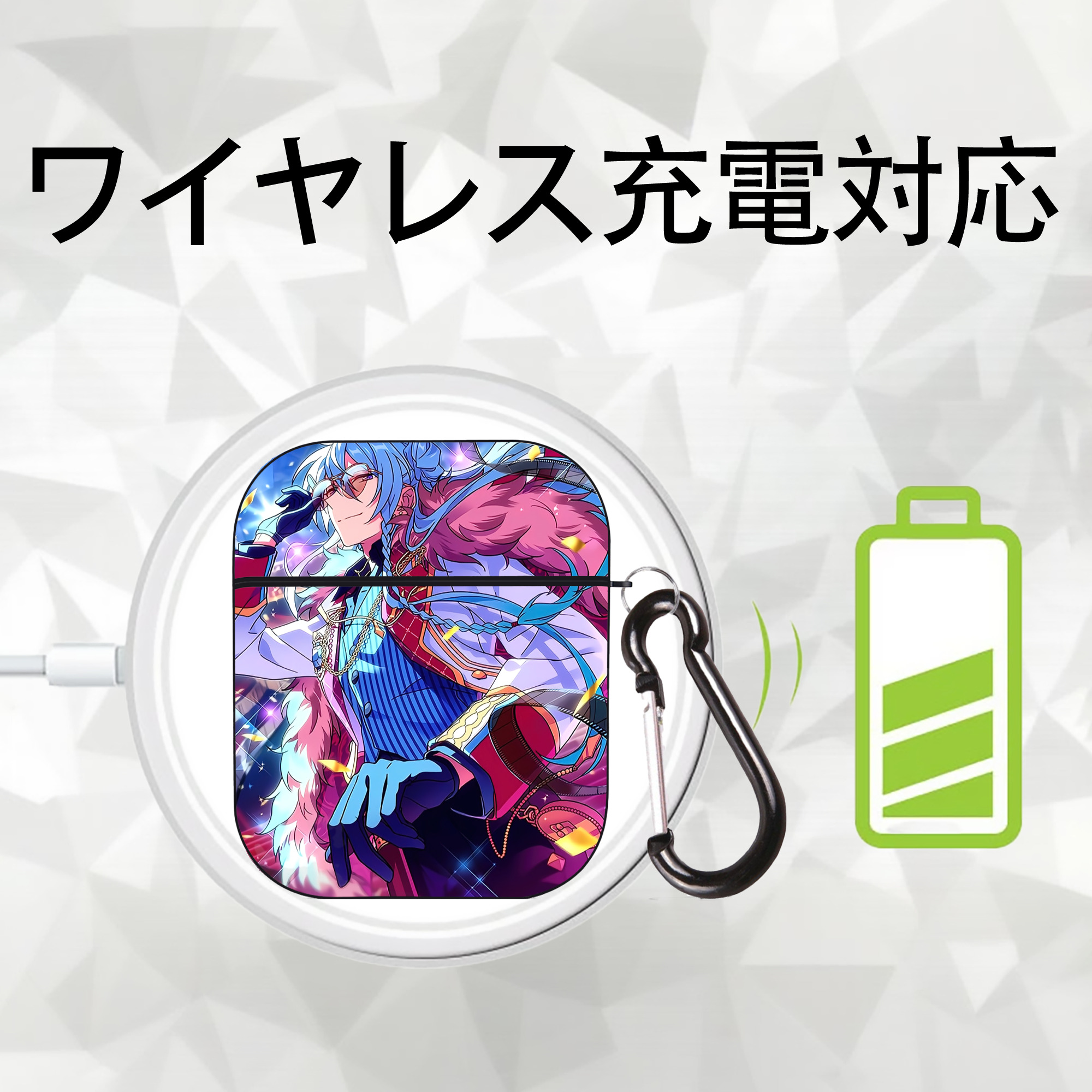 あんさんぶるスターズ! Ensemble Stars AirPods 第2世代保護ケース ハードシェル ブラック 耐衝撃・防指紋・カラビナ付き