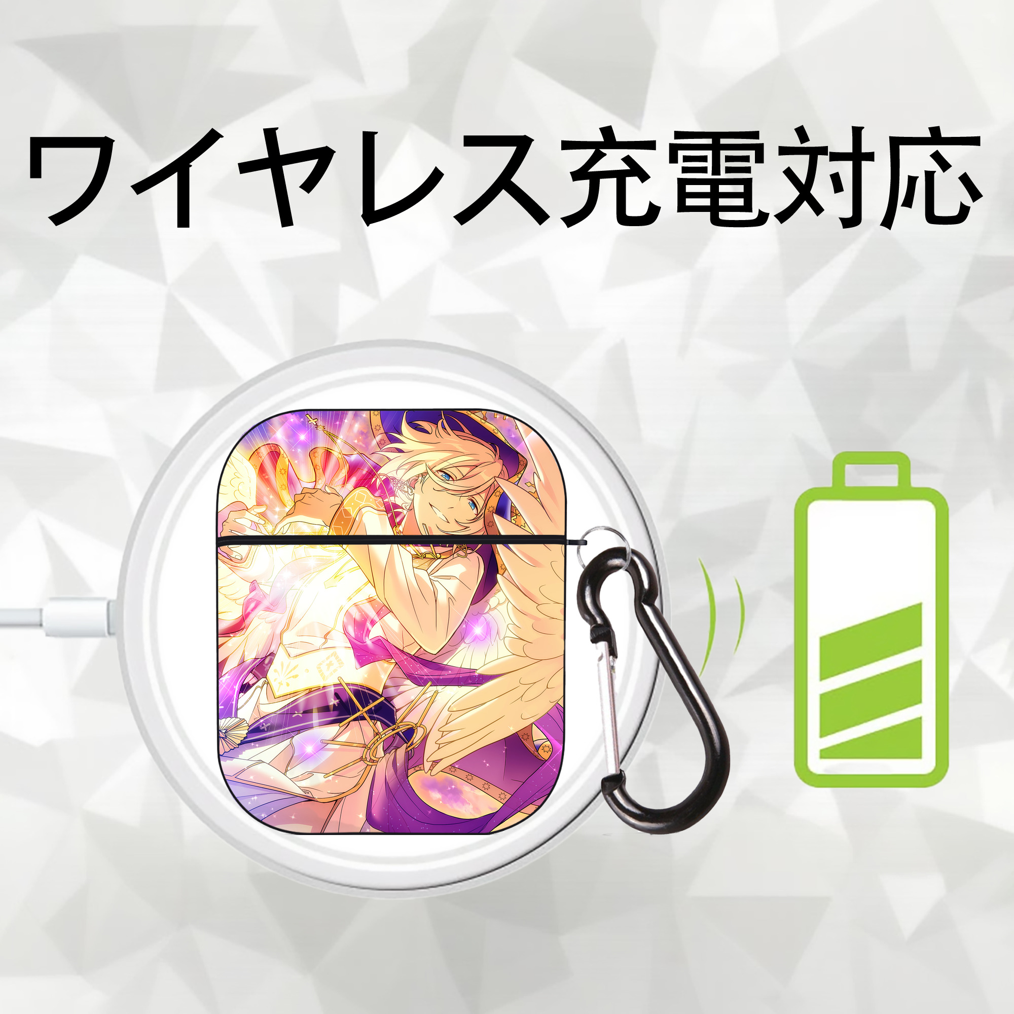 あんさんぶるスターズ! Ensemble Stars AirPods 第2世代保護ケース ハードシェル ブラック 耐衝撃・防指紋・カラビナ付き