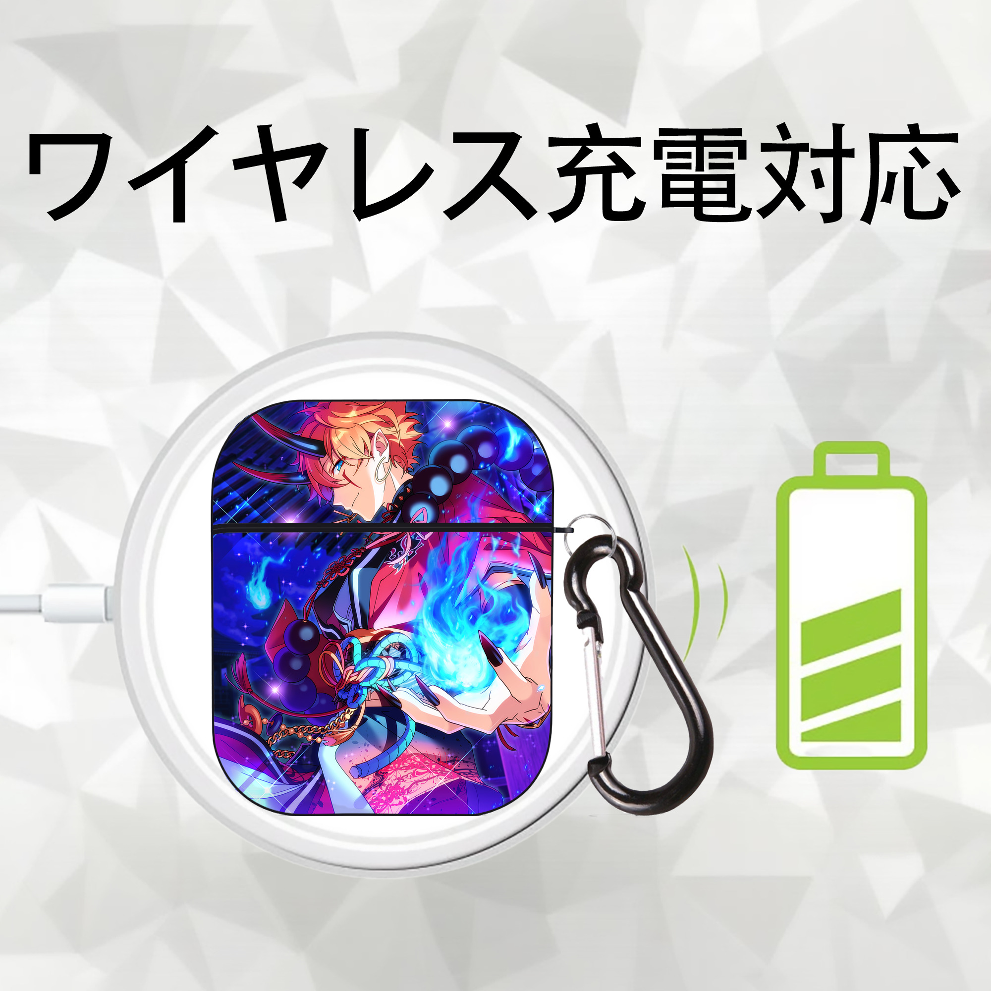あんさんぶるスターズ! Ensemble Stars AirPods 第2世代保護ケース ハードシェル ブラック 耐衝撃・防指紋・カラビナ付き