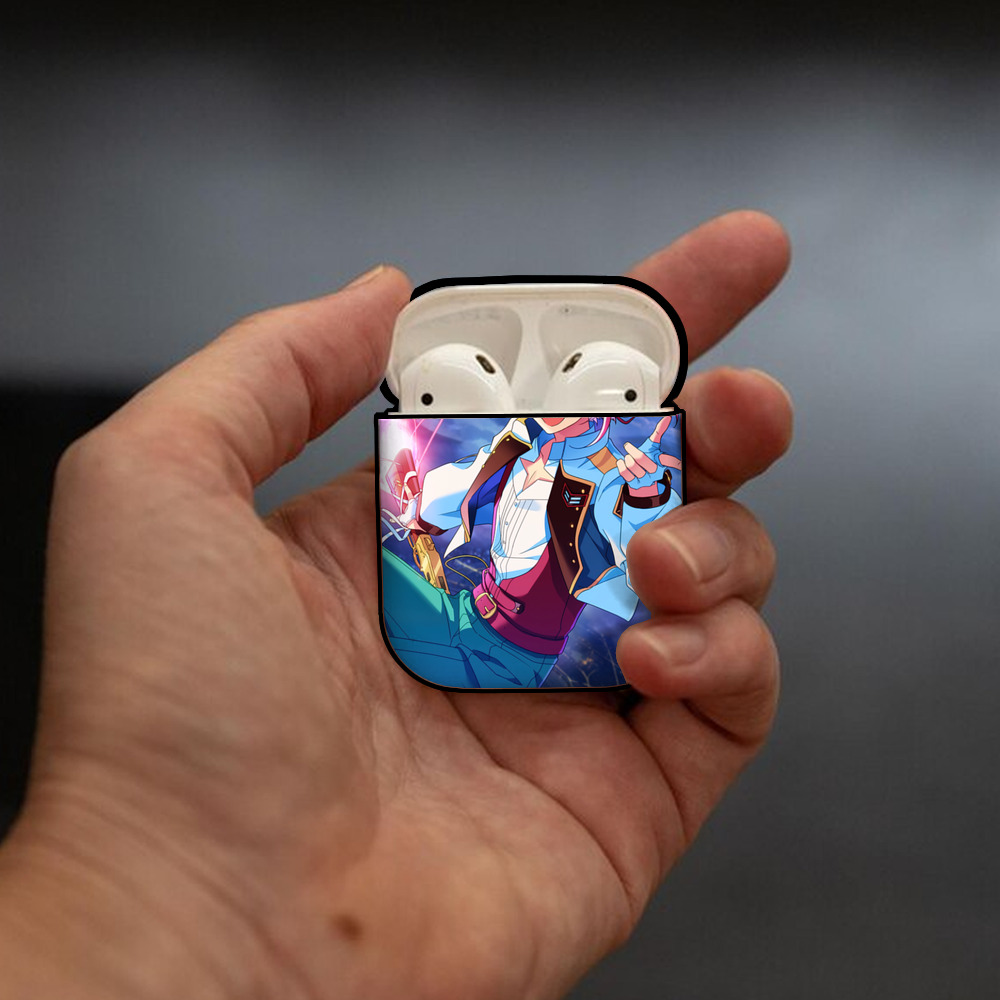 あんさんぶるスターズ! Ensemble Stars AirPods 第2世代保護ケース ハードシェル ブラック 耐衝撃・防指紋・カラビナ付き