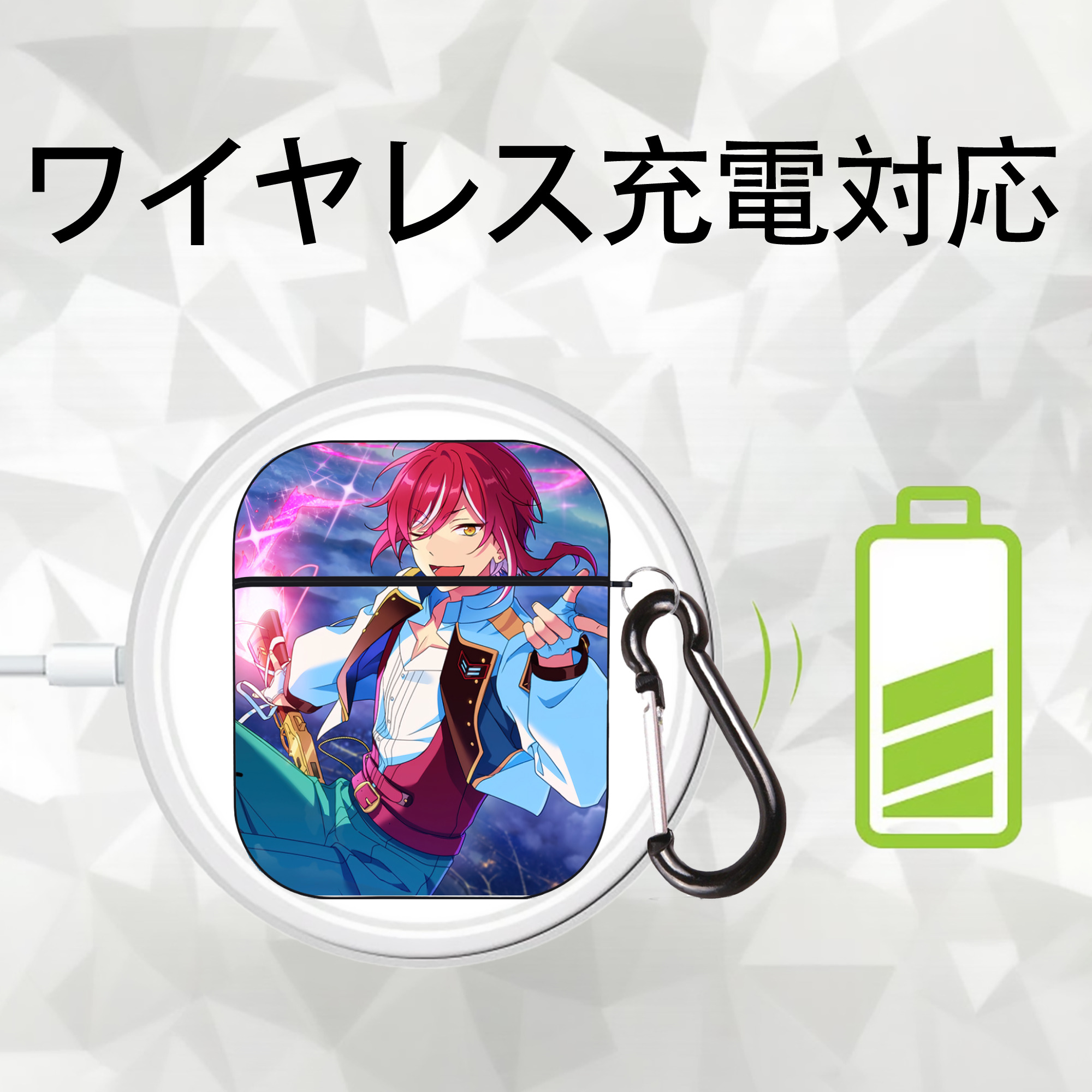あんさんぶるスターズ! Ensemble Stars AirPods 第2世代保護ケース ハードシェル ブラック 耐衝撃・防指紋・カラビナ付き