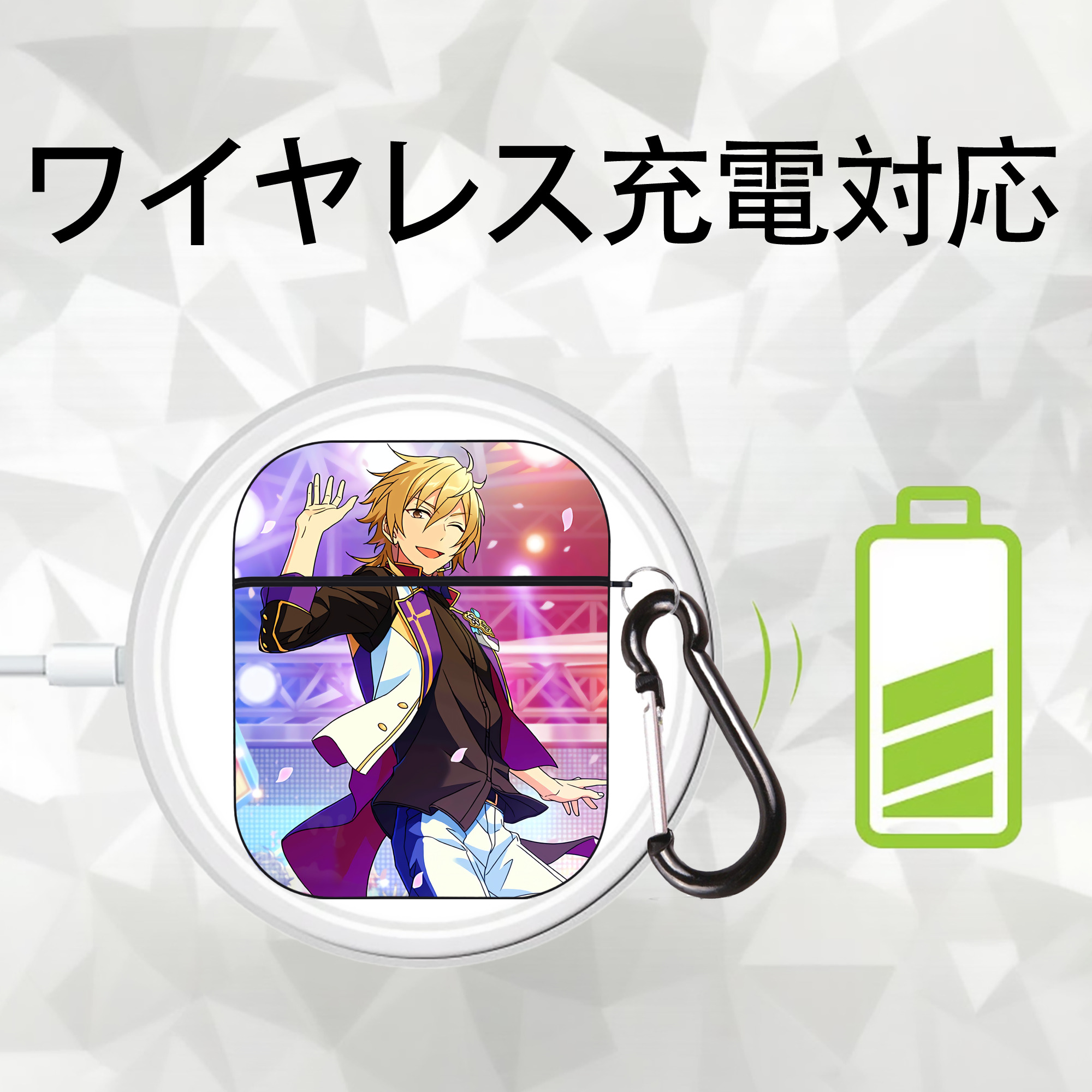 あんさんぶるスターズ! Ensemble Stars AirPods 第2世代保護ケース ハードシェル ブラック 耐衝撃・防指紋・カラビナ付き
