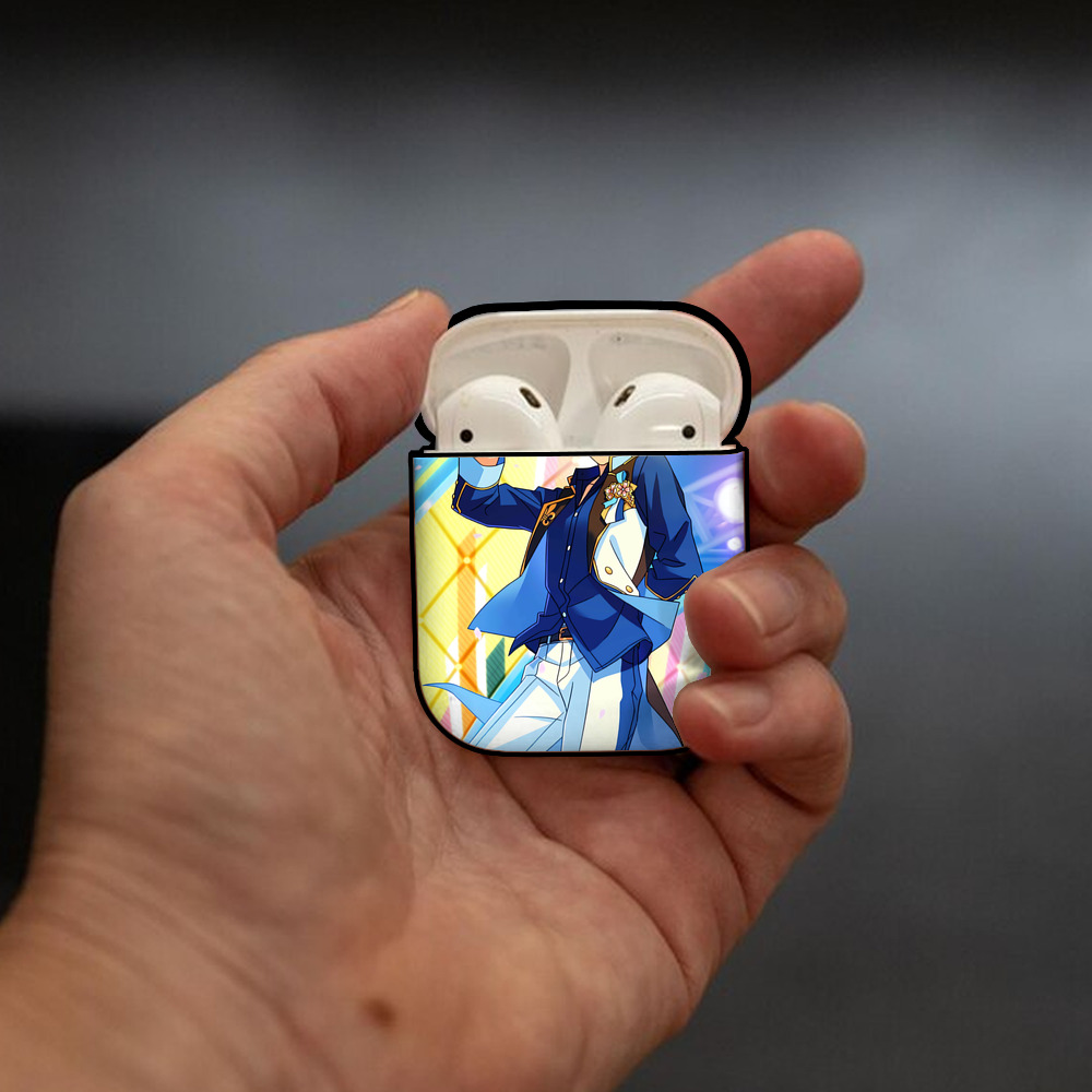 あんさんぶるスターズ! Ensemble Stars AirPods 第2世代保護ケース ハードシェル ブラック 耐衝撃・防指紋・カラビナ付き