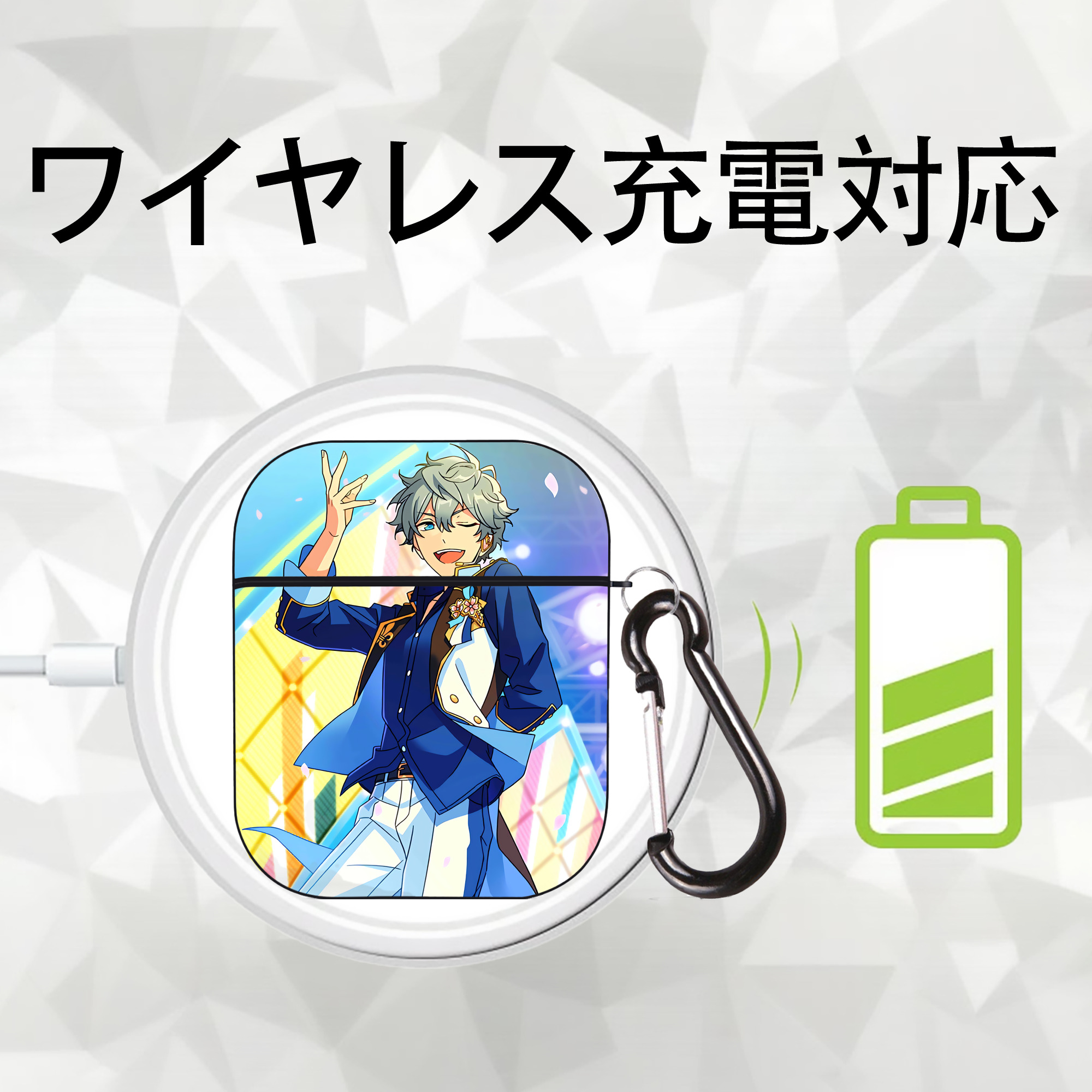 あんさんぶるスターズ! Ensemble Stars AirPods 第2世代保護ケース ハードシェル ブラック 耐衝撃・防指紋・カラビナ付き