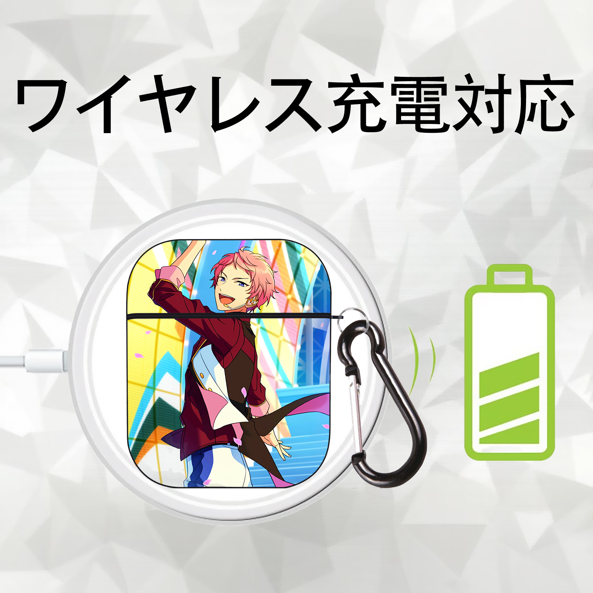 あんさんぶるスターズ! Ensemble Stars AirPods 第2世代保護ケース ハードシェル ブラック 耐衝撃・防指紋・カラビナ付き