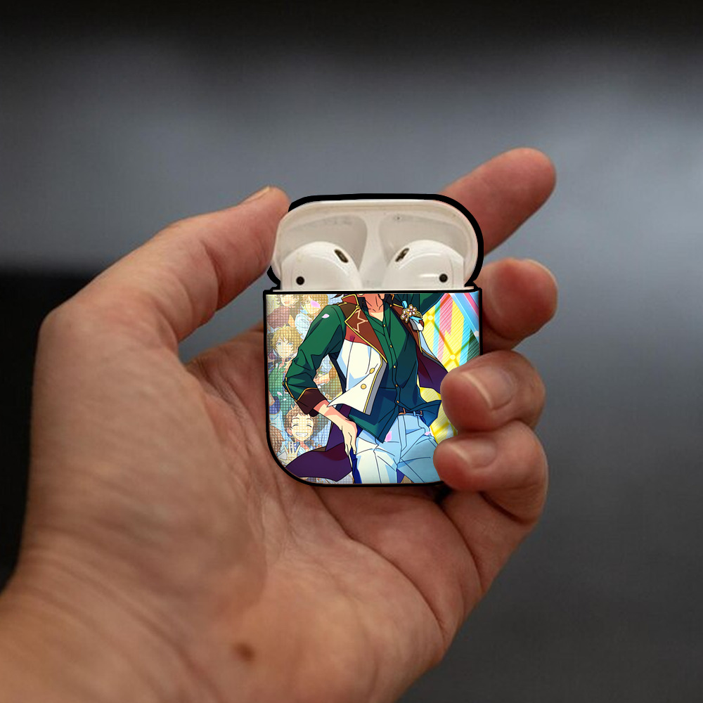 あんさんぶるスターズ! Ensemble Stars AirPods 第2世代保護ケース ハードシェル ブラック 耐衝撃・防指紋・カラビナ付き