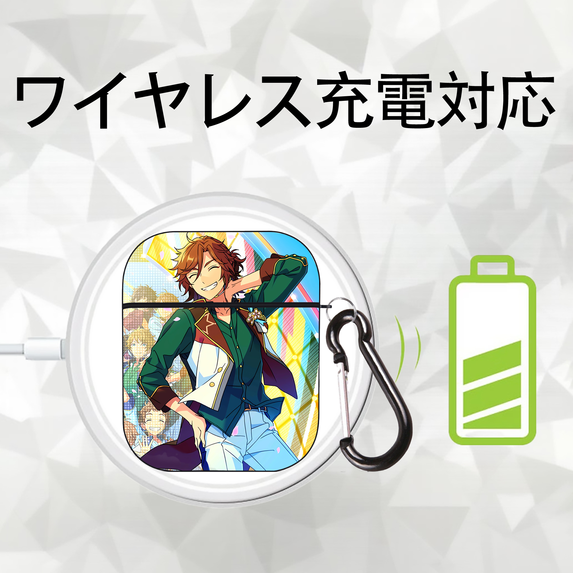 あんさんぶるスターズ! Ensemble Stars AirPods 第2世代保護ケース ハードシェル ブラック 耐衝撃・防指紋・カラビナ付き