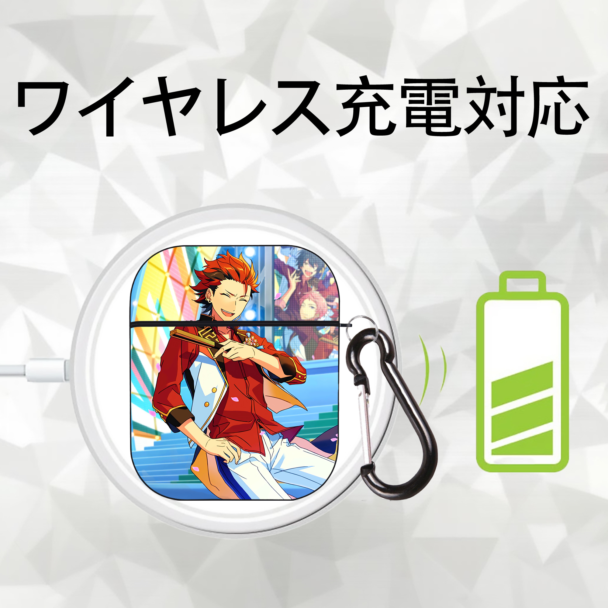 あんさんぶるスターズ! Ensemble Stars AirPods 第2世代保護ケース ハードシェル ブラック 耐衝撃・防指紋・カラビナ付き