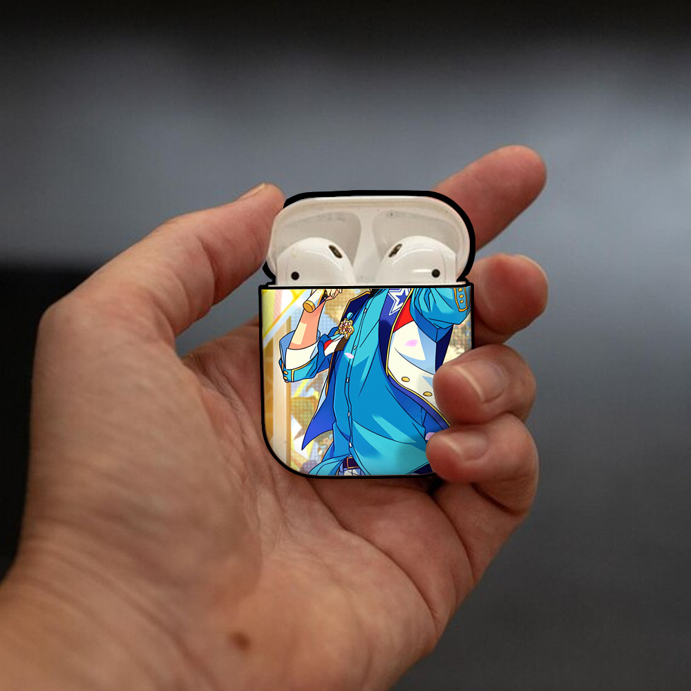 あんさんぶるスターズ! Ensemble Stars AirPods 第2世代保護ケース ハードシェル ブラック 耐衝撃・防指紋・カラビナ付き