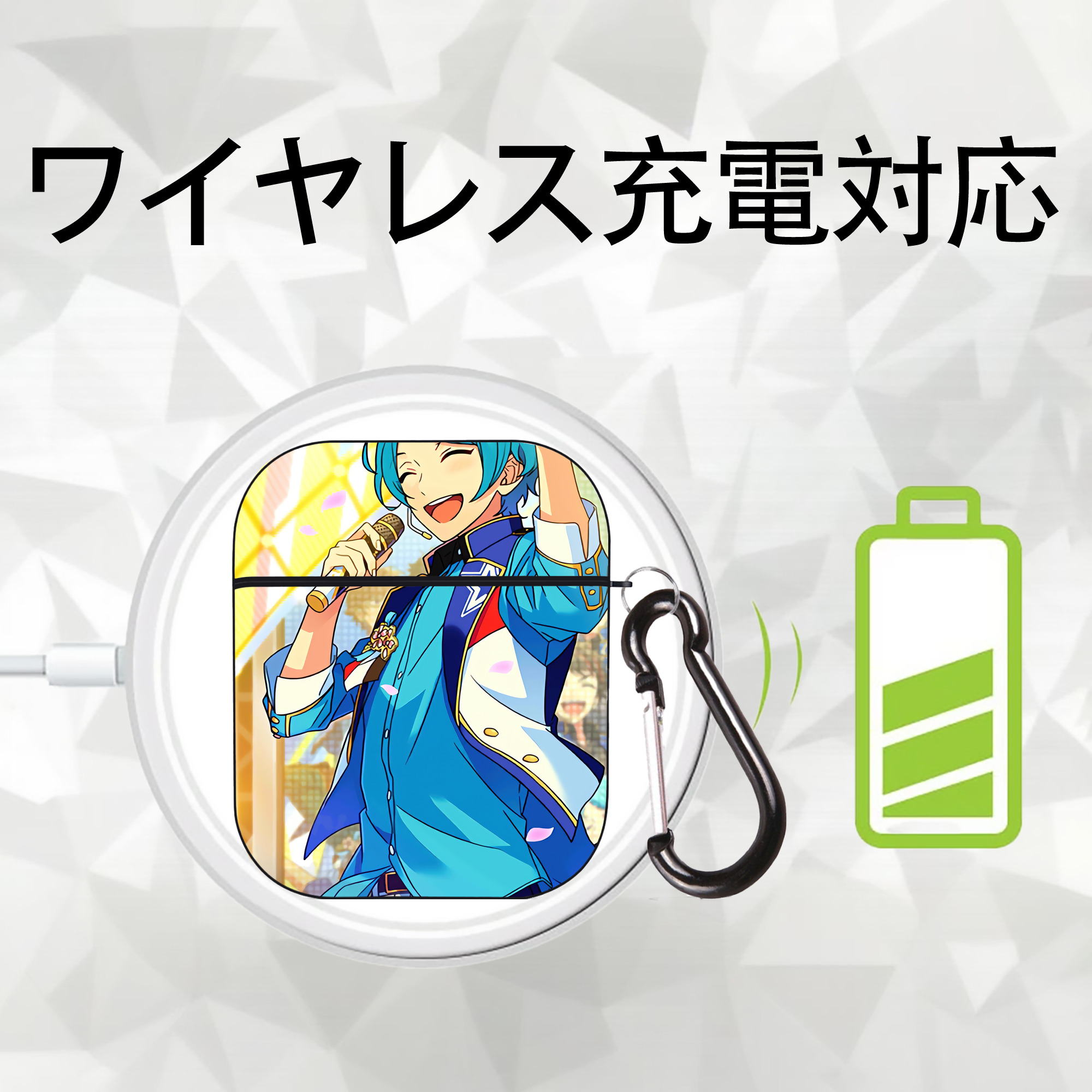 あんさんぶるスターズ! Ensemble Stars AirPods 第2世代保護ケース ハードシェル ブラック 耐衝撃・防指紋・カラビナ付き