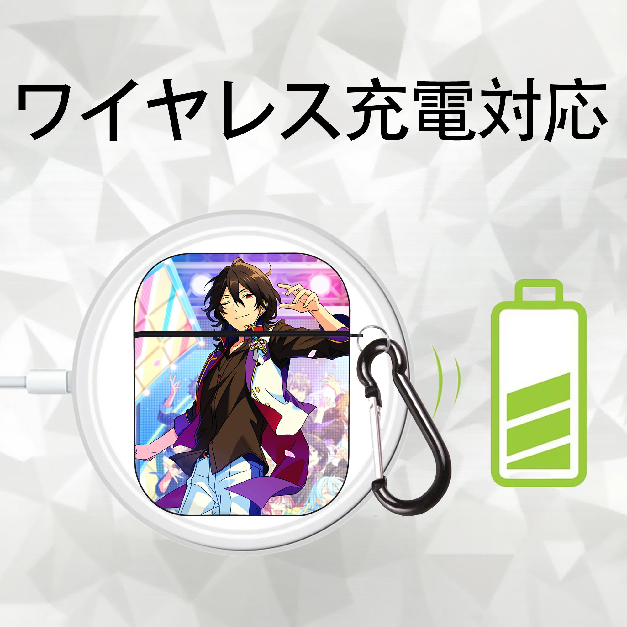 あんさんぶるスターズ! Ensemble Stars AirPods 第2世代保護ケース ハードシェル ブラック 耐衝撃・防指紋・カラビナ付き